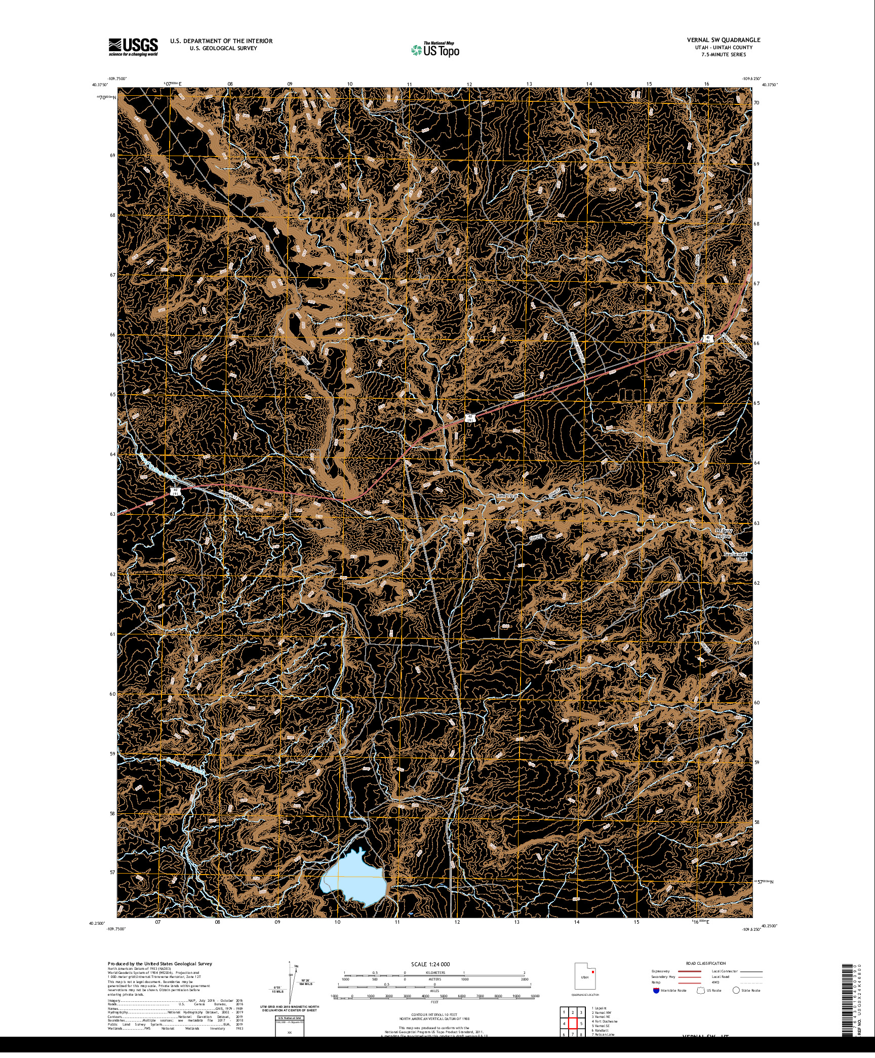 USGS US TOPO 7.5-MINUTE MAP FOR VERNAL SW, UT 2020