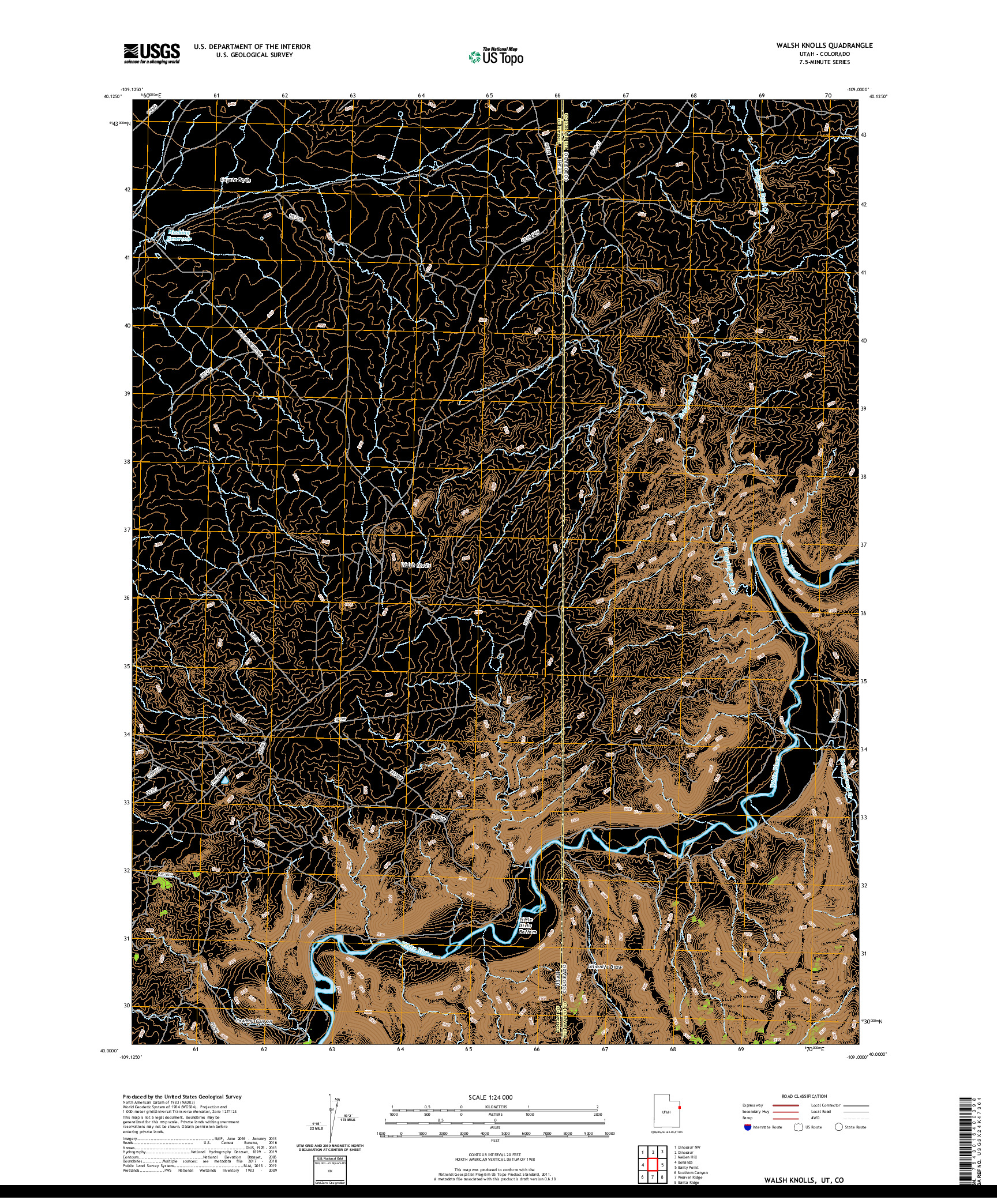 USGS US TOPO 7.5-MINUTE MAP FOR WALSH KNOLLS, UT,CO 2020