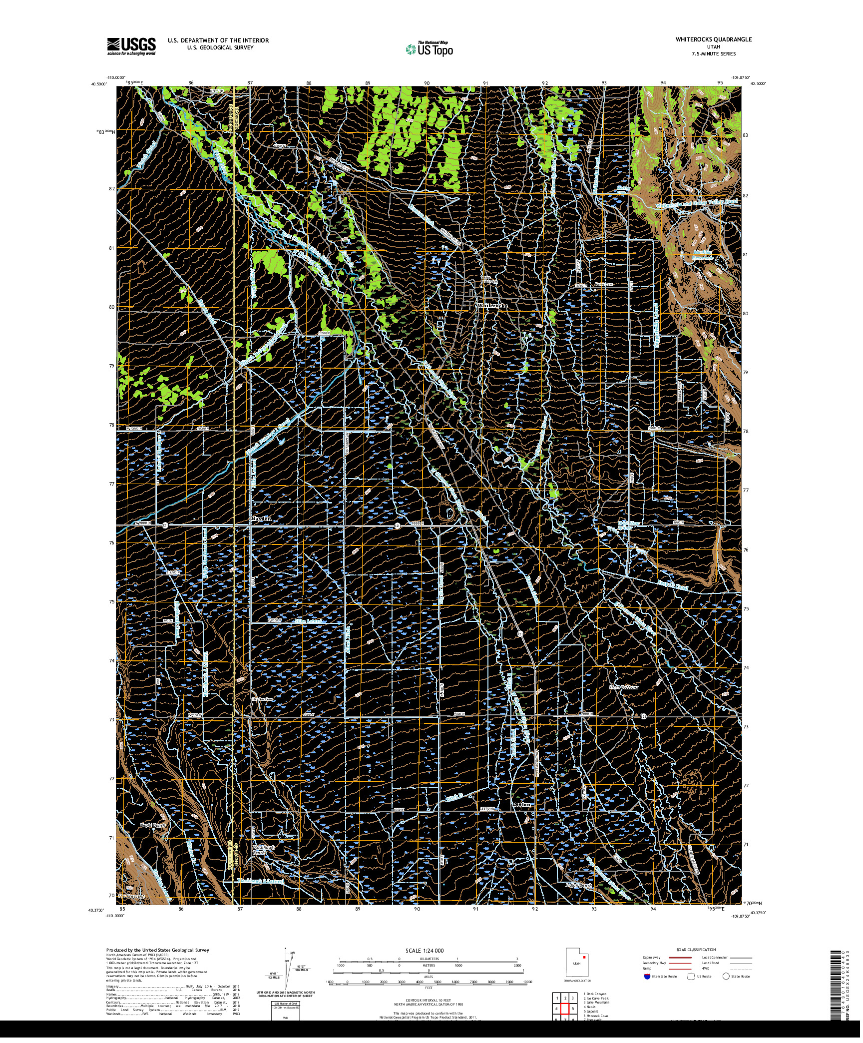 USGS US TOPO 7.5-MINUTE MAP FOR WHITEROCKS, UT 2020