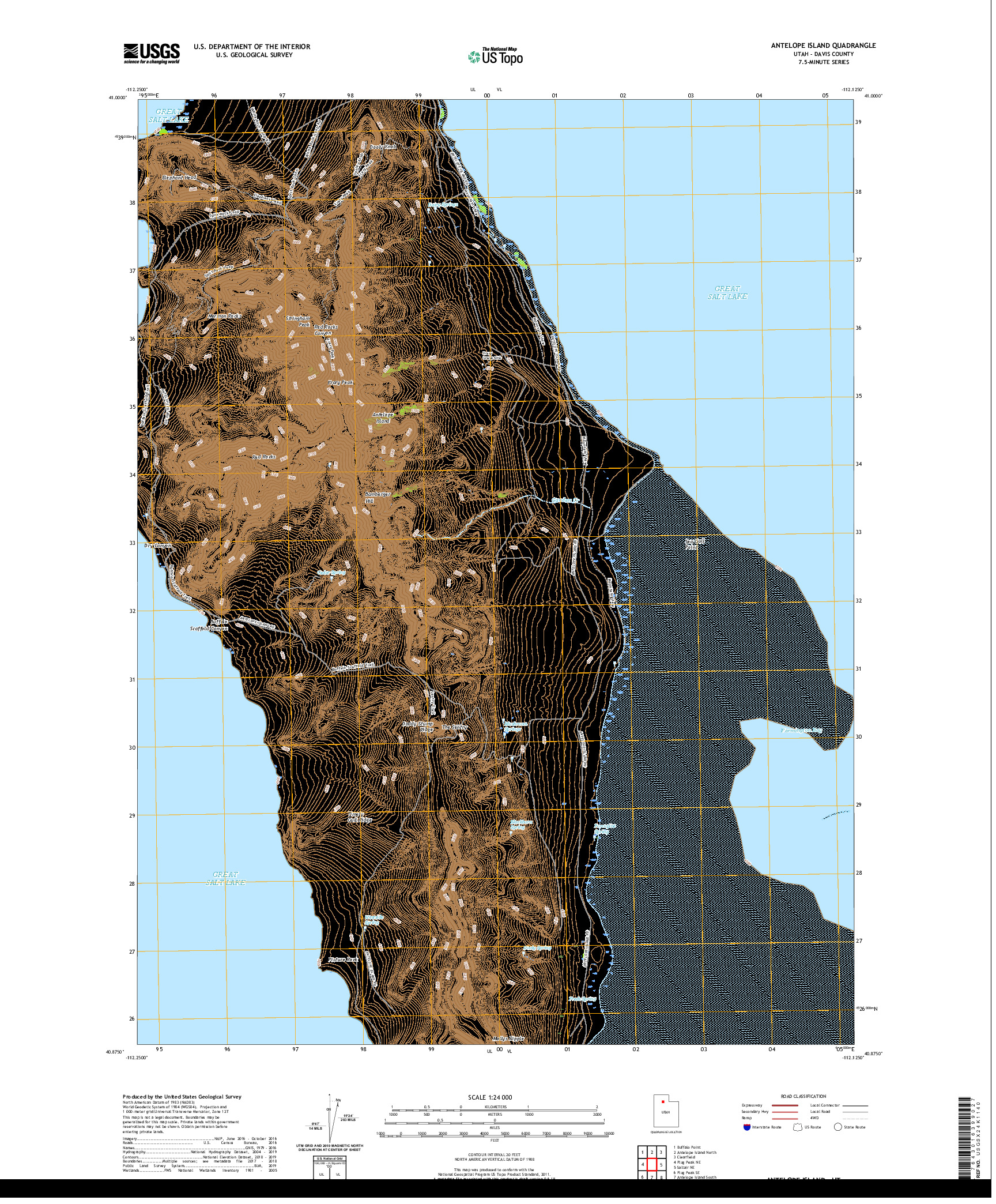 USGS US TOPO 7.5-MINUTE MAP FOR ANTELOPE ISLAND, UT 2020