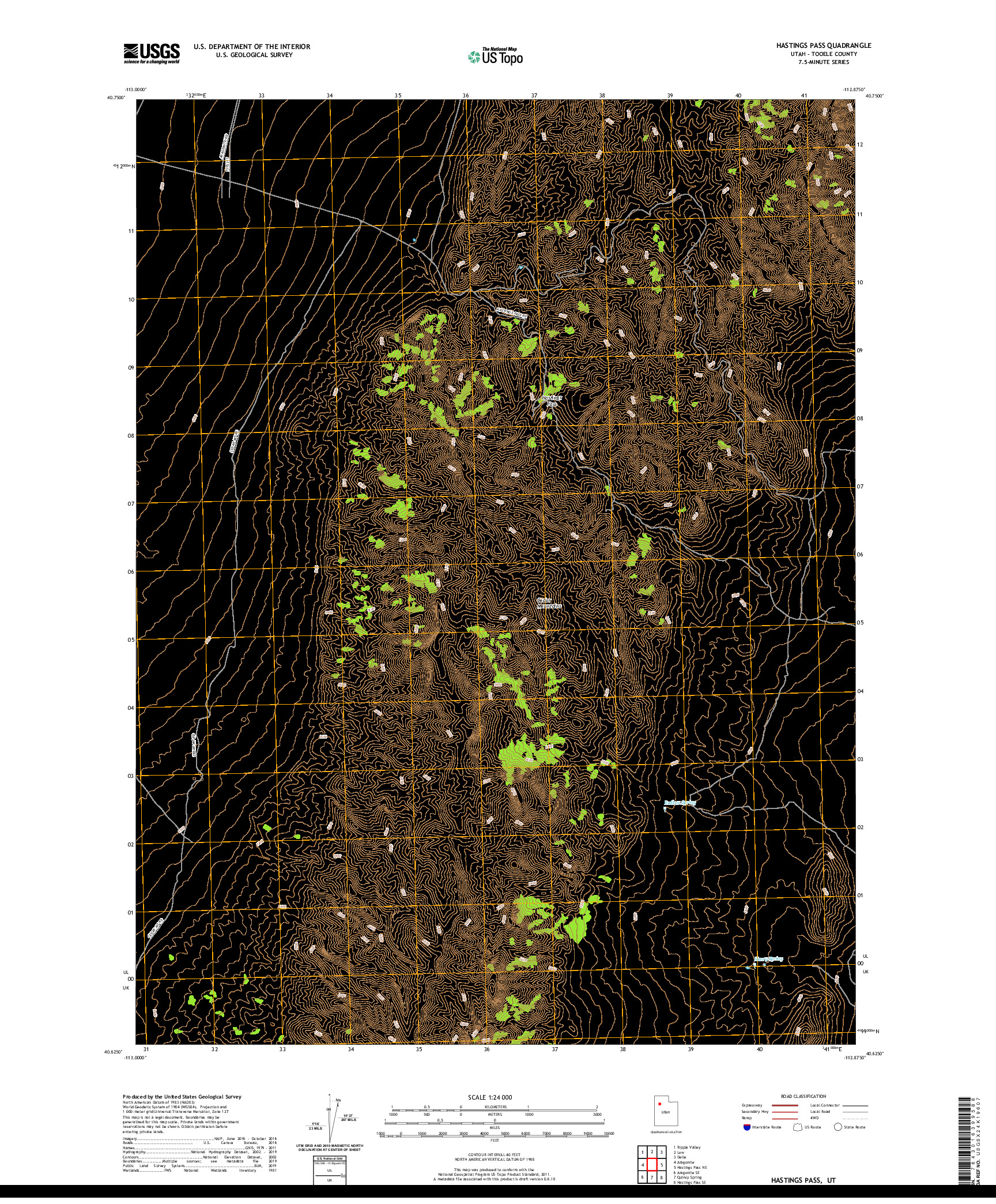 USGS US TOPO 7.5-MINUTE MAP FOR HASTINGS PASS, UT 2020