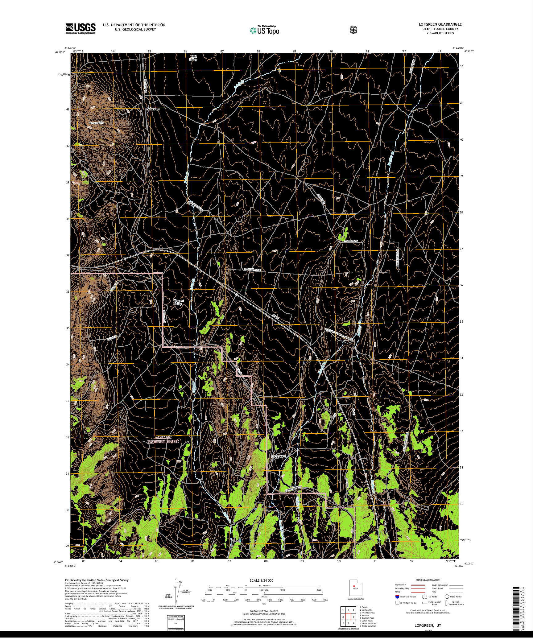 USGS US TOPO 7.5-MINUTE MAP FOR LOFGREEN, UT 2020