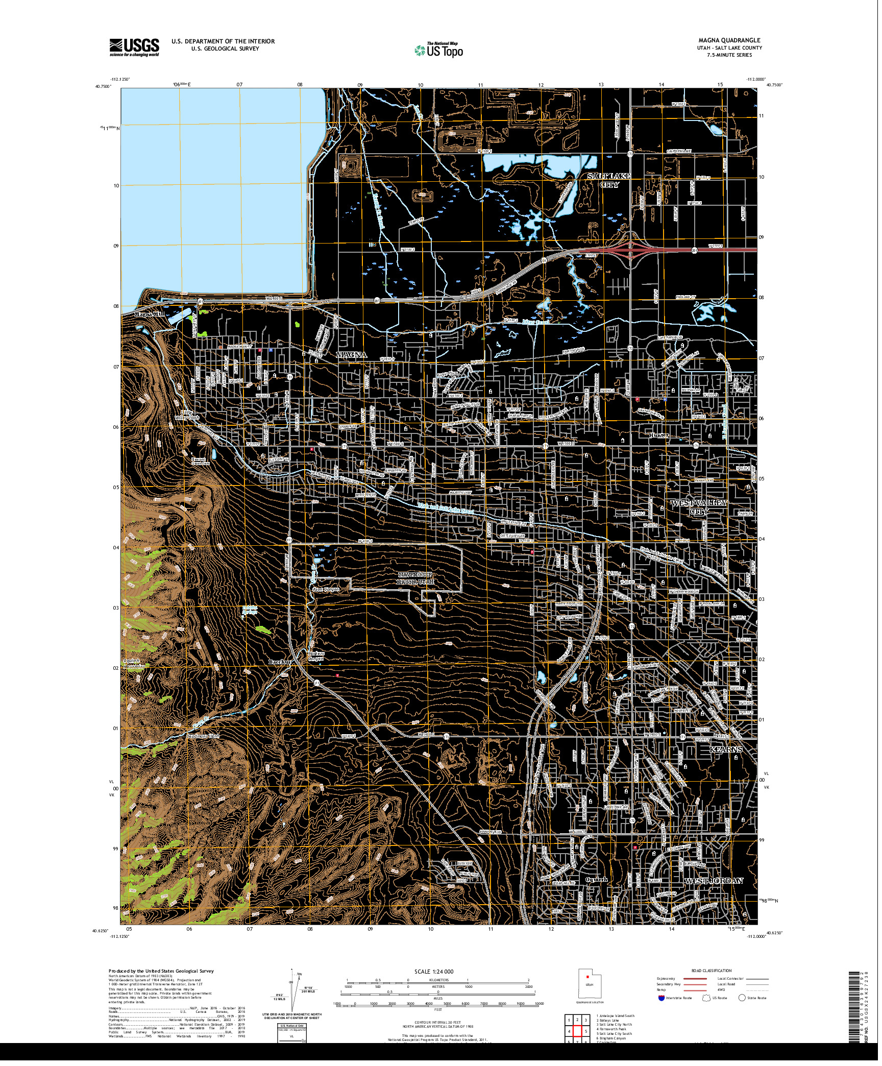 USGS US TOPO 7.5-MINUTE MAP FOR MAGNA, UT 2020