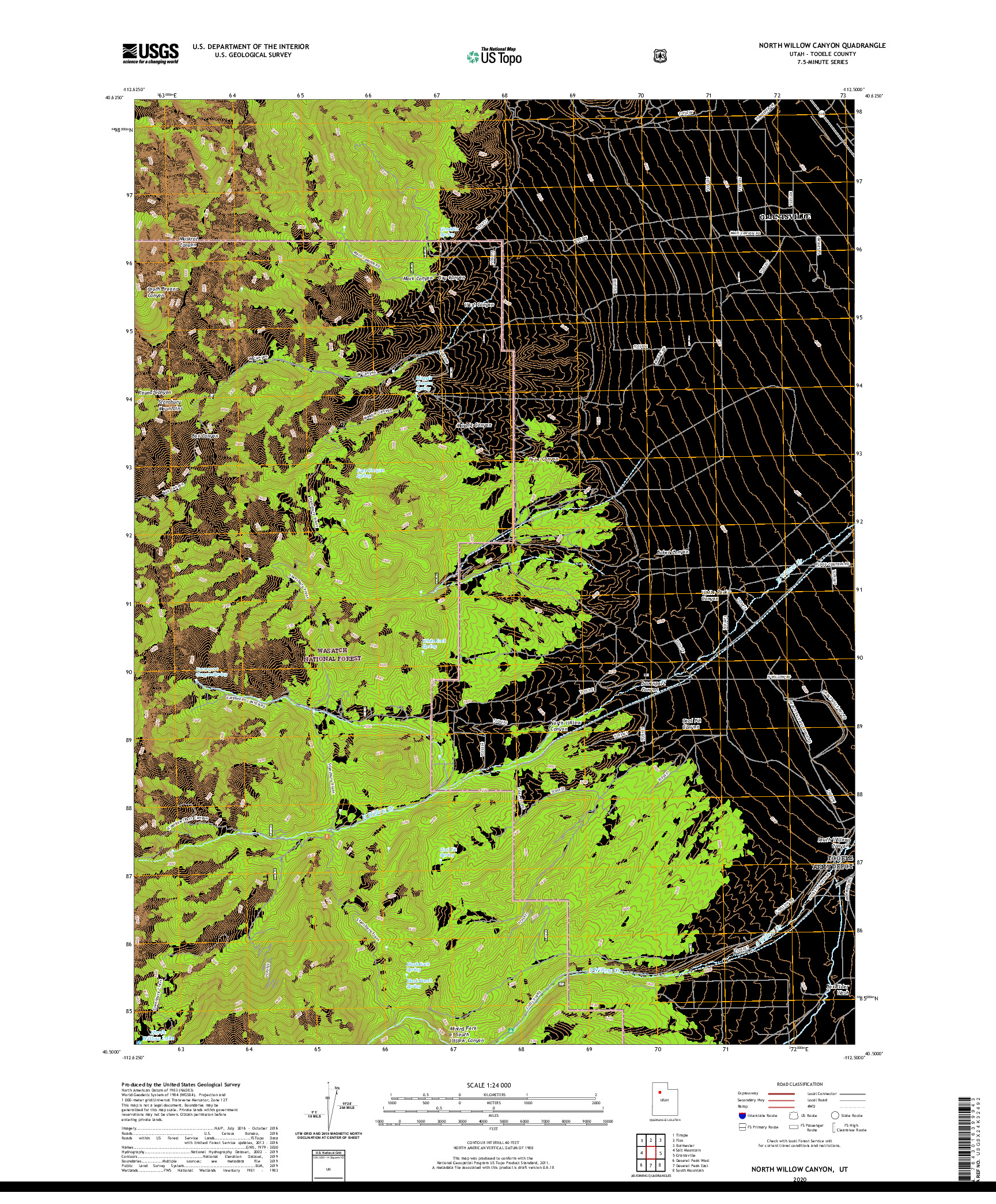 USGS US TOPO 7.5-MINUTE MAP FOR NORTH WILLOW CANYON, UT 2020