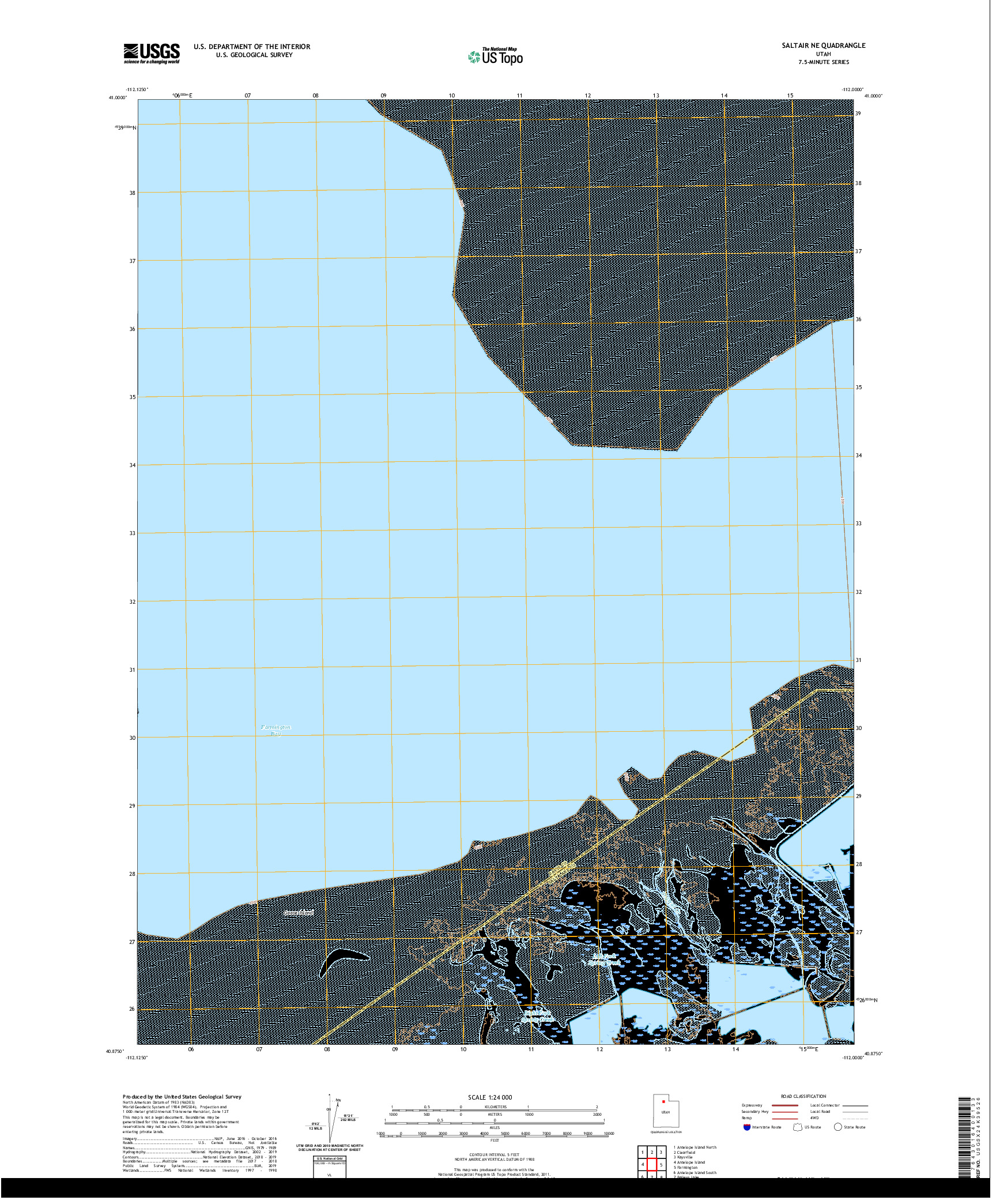 USGS US TOPO 7.5-MINUTE MAP FOR SALTAIR NE, UT 2020