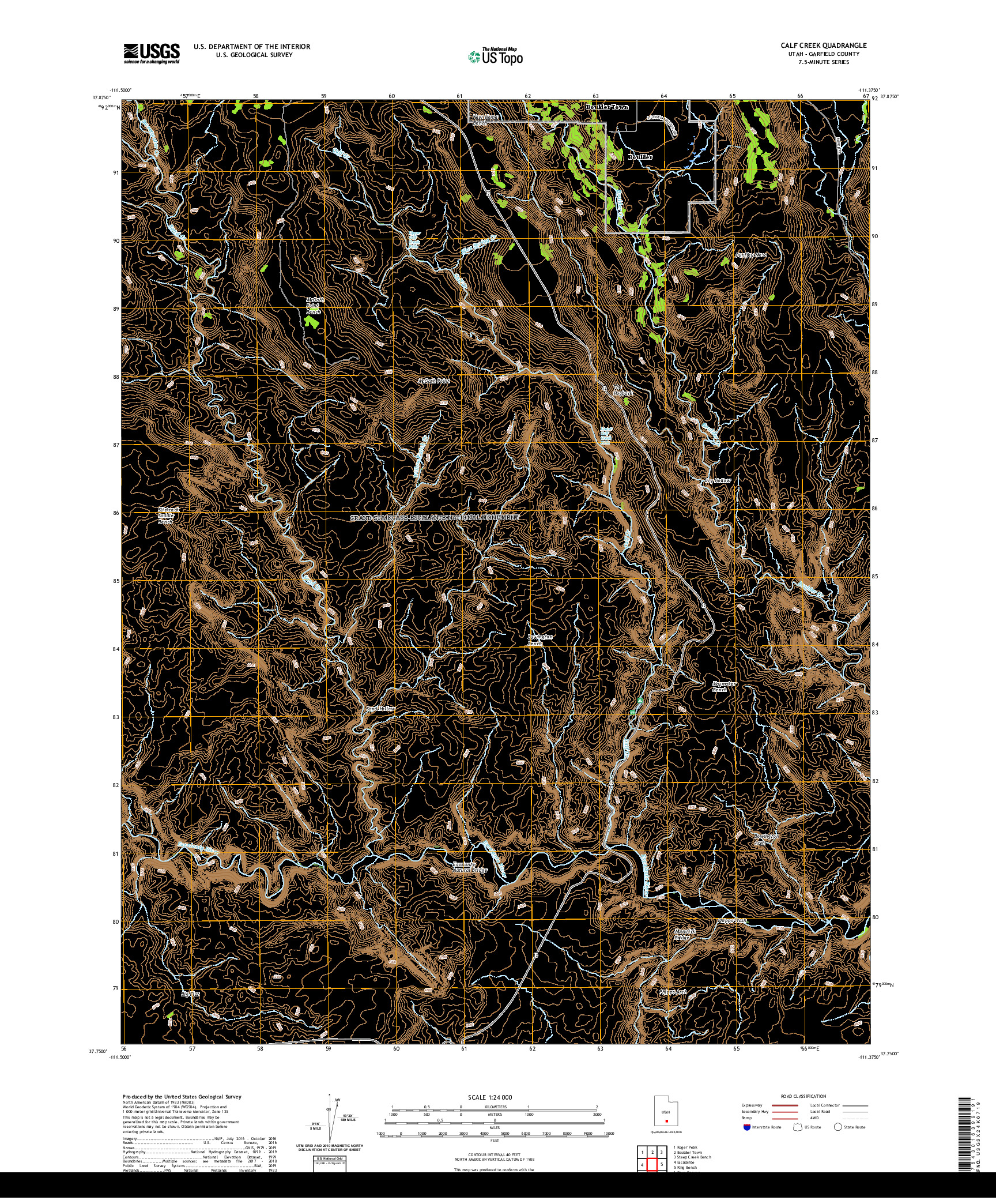 USGS US TOPO 7.5-MINUTE MAP FOR CALF CREEK, UT 2020