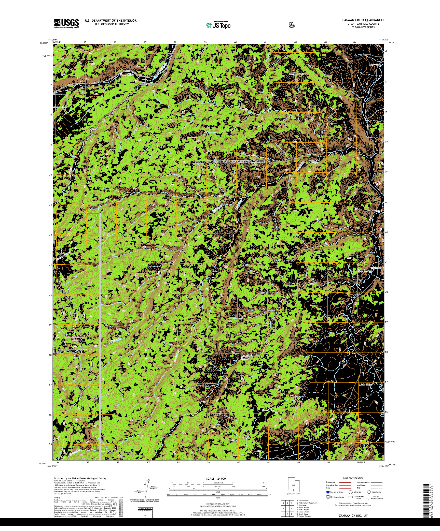 USGS US TOPO 7.5-MINUTE MAP FOR CANAAN CREEK, UT 2020