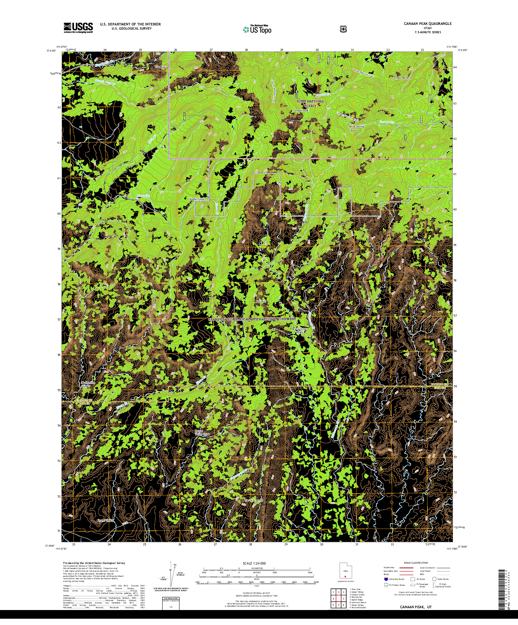 USGS US TOPO 7.5-MINUTE MAP FOR CANAAN PEAK, UT 2020