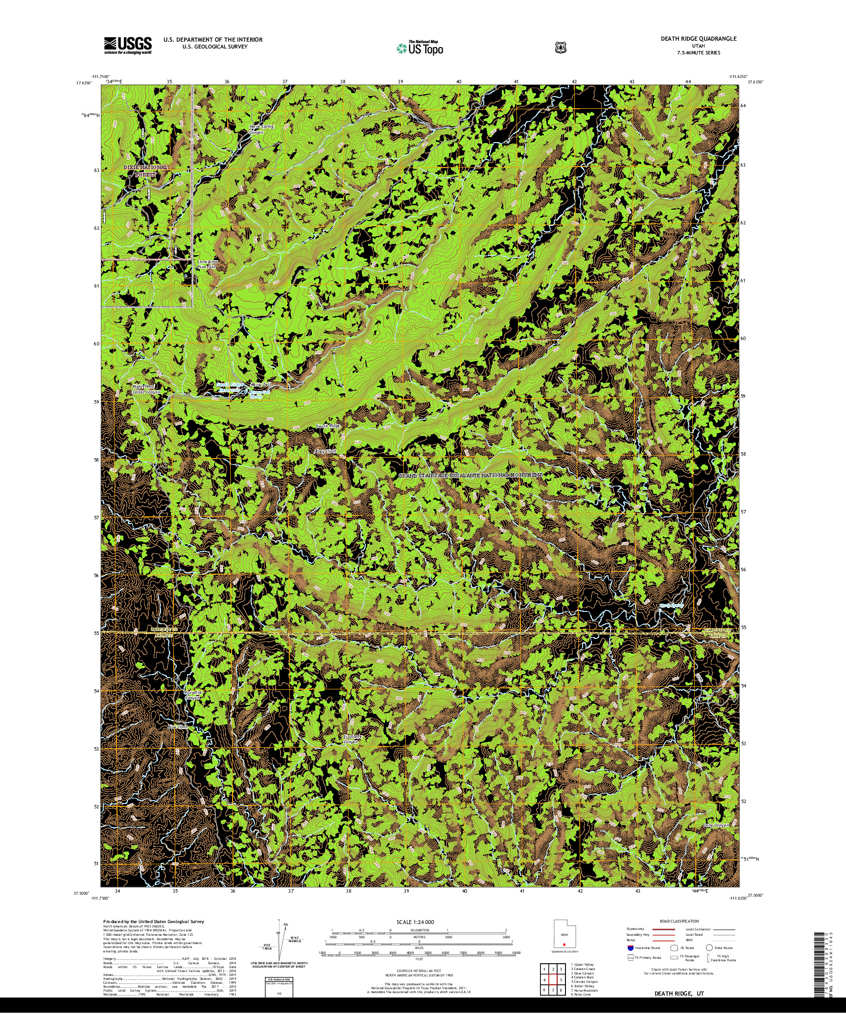 USGS US TOPO 7.5-MINUTE MAP FOR DEATH RIDGE, UT 2020