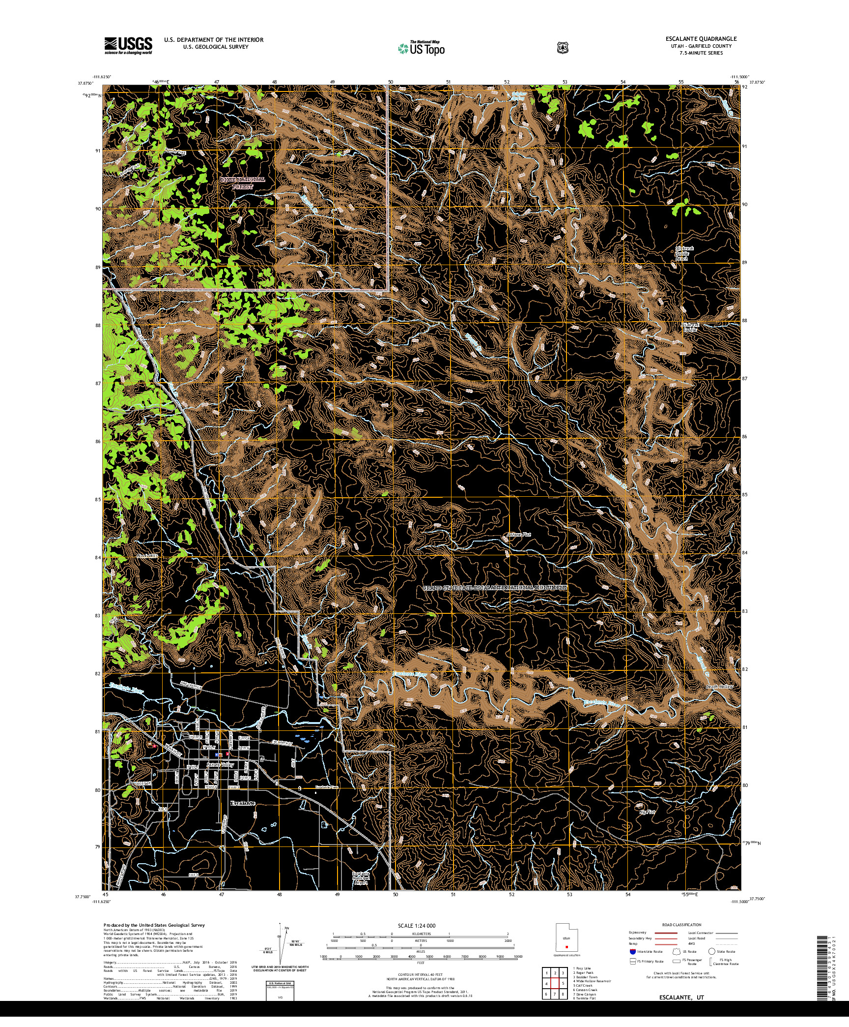 USGS US TOPO 7.5-MINUTE MAP FOR ESCALANTE, UT 2020