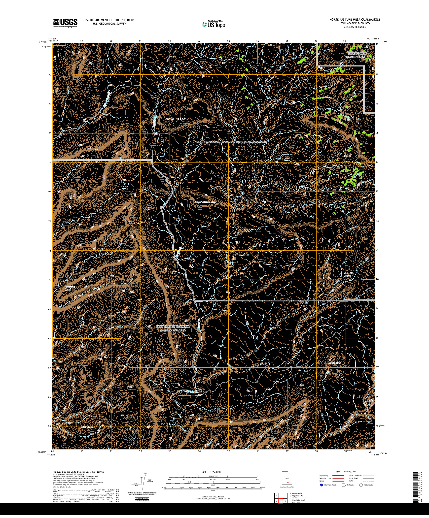 USGS US TOPO 7.5-MINUTE MAP FOR HORSE PASTURE MESA, UT 2020