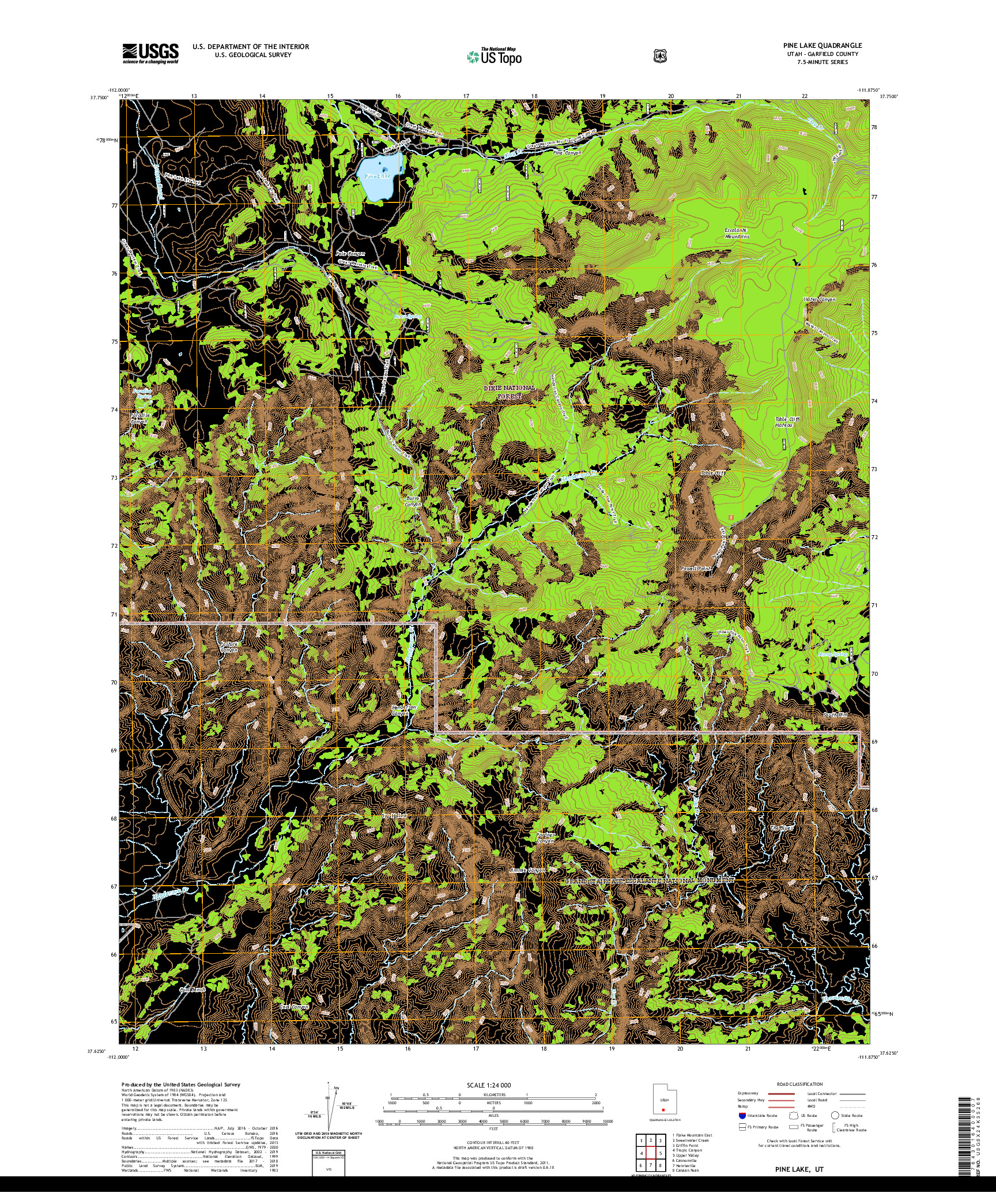 USGS US TOPO 7.5-MINUTE MAP FOR PINE LAKE, UT 2020