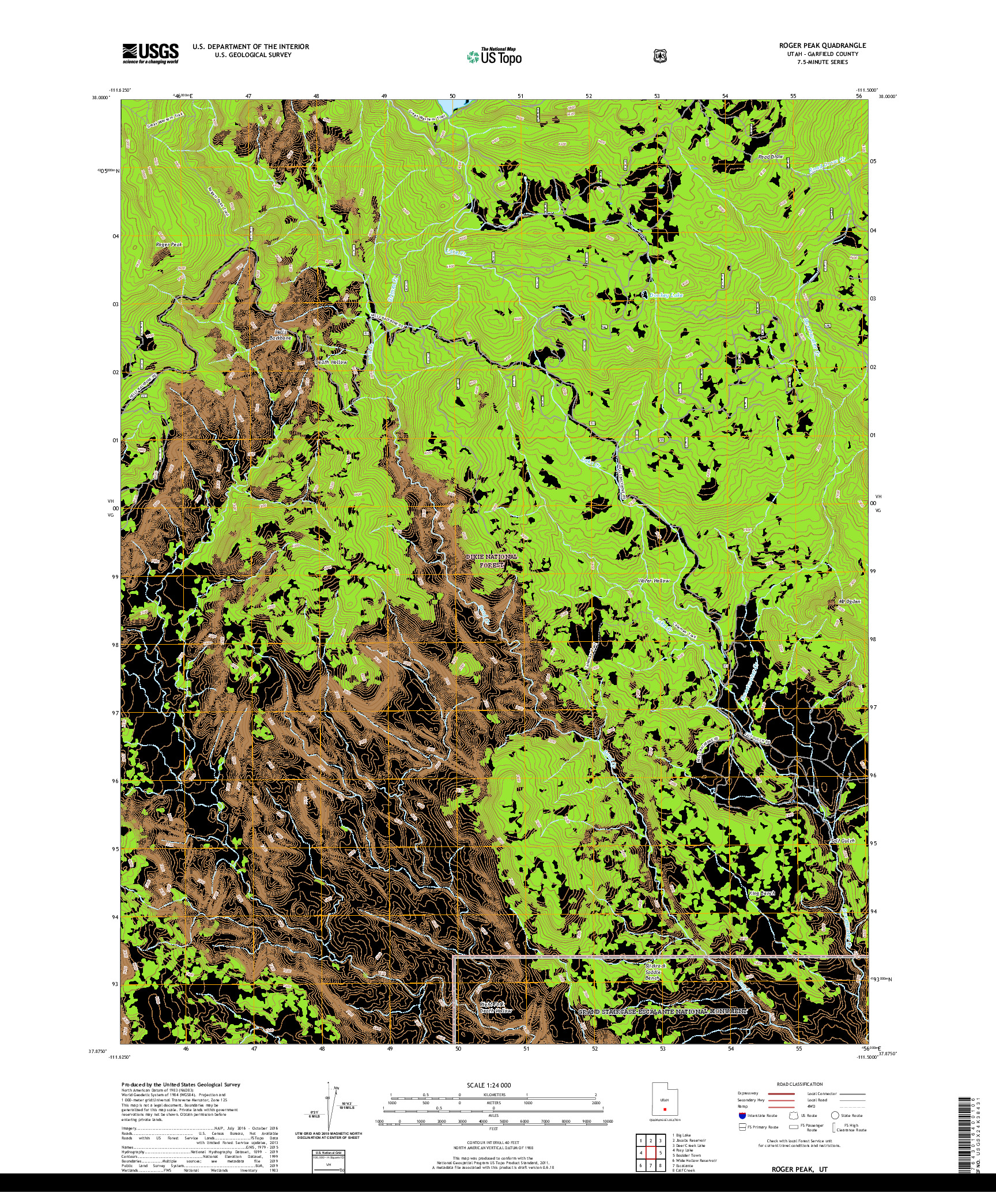 USGS US TOPO 7.5-MINUTE MAP FOR ROGER PEAK, UT 2020