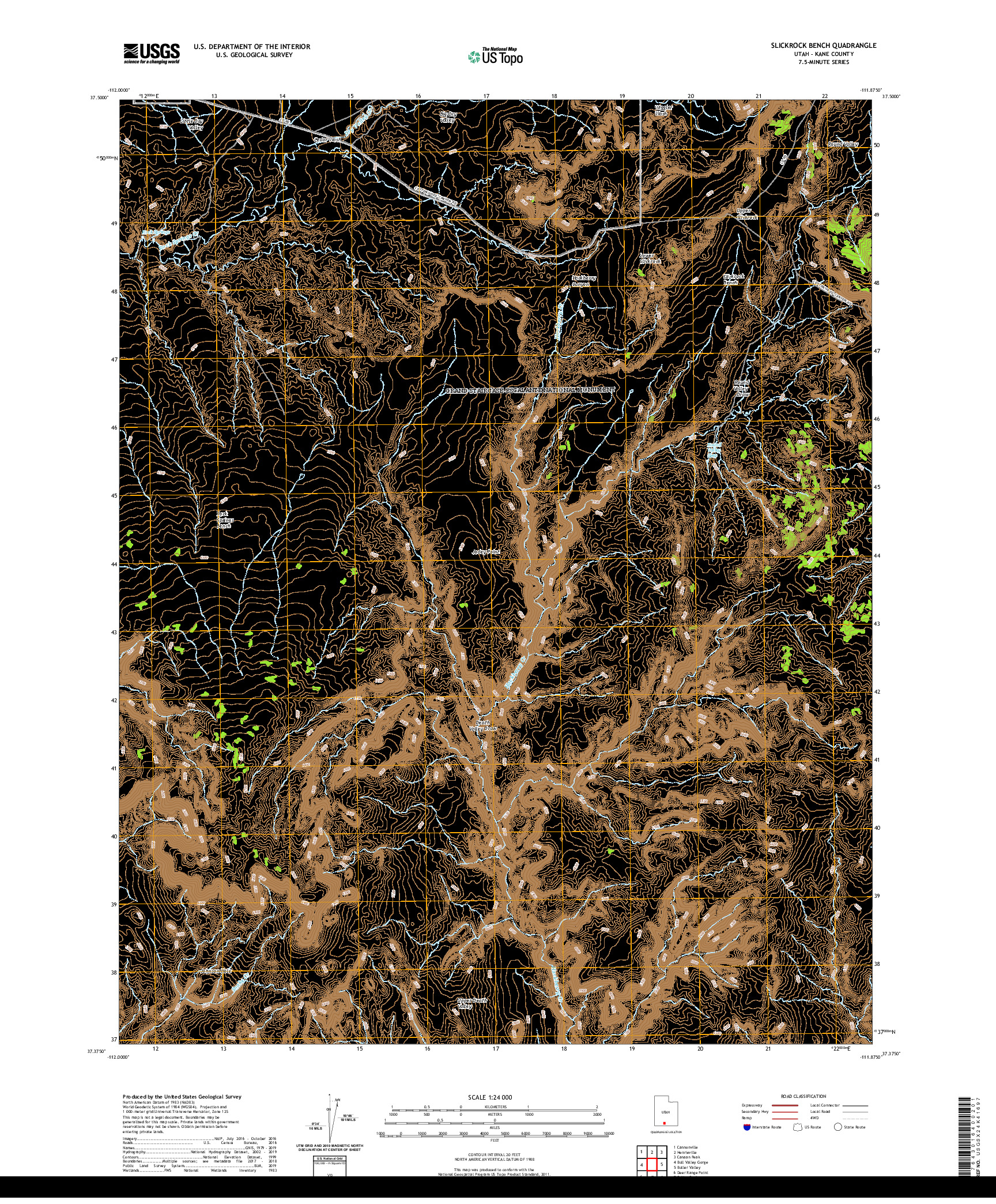 USGS US TOPO 7.5-MINUTE MAP FOR SLICKROCK BENCH, UT 2020