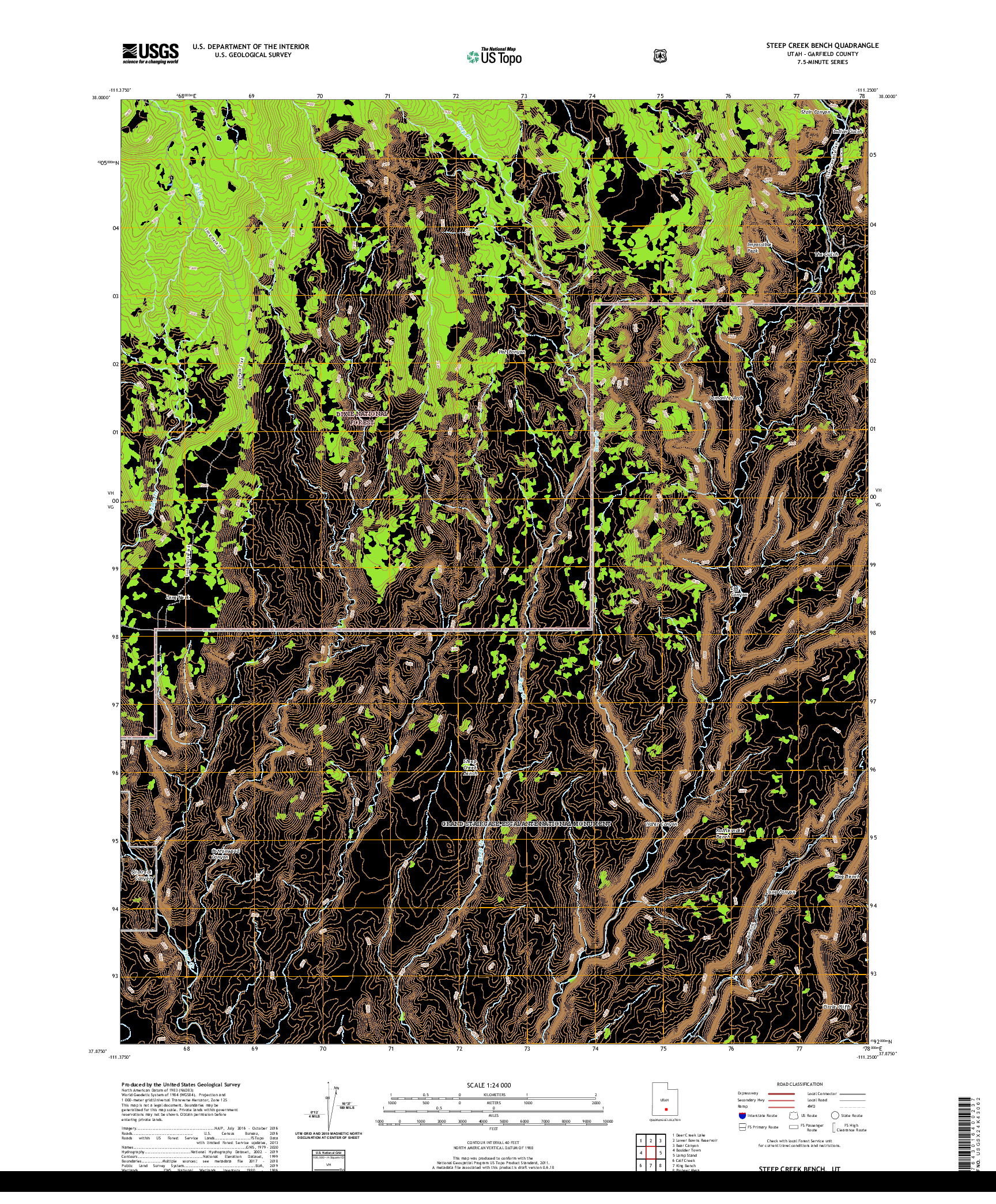 USGS US TOPO 7.5-MINUTE MAP FOR STEEP CREEK BENCH, UT 2020