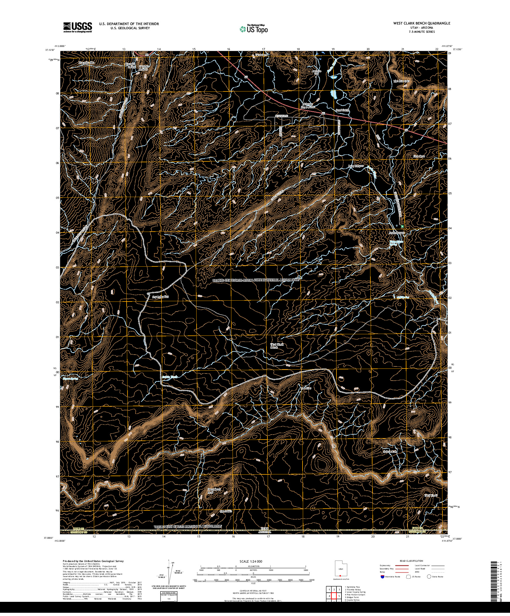 USGS US TOPO 7.5-MINUTE MAP FOR WEST CLARK BENCH, UT,AZ 2020
