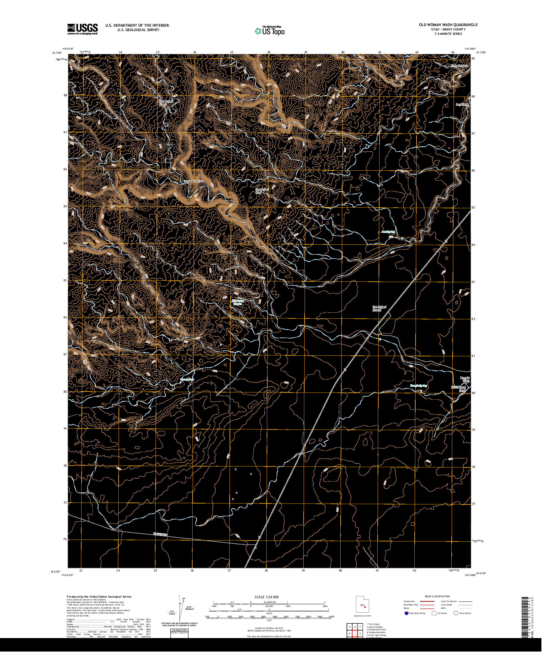 USGS US TOPO 7.5-MINUTE MAP FOR OLD WOMAN WASH, UT 2020
