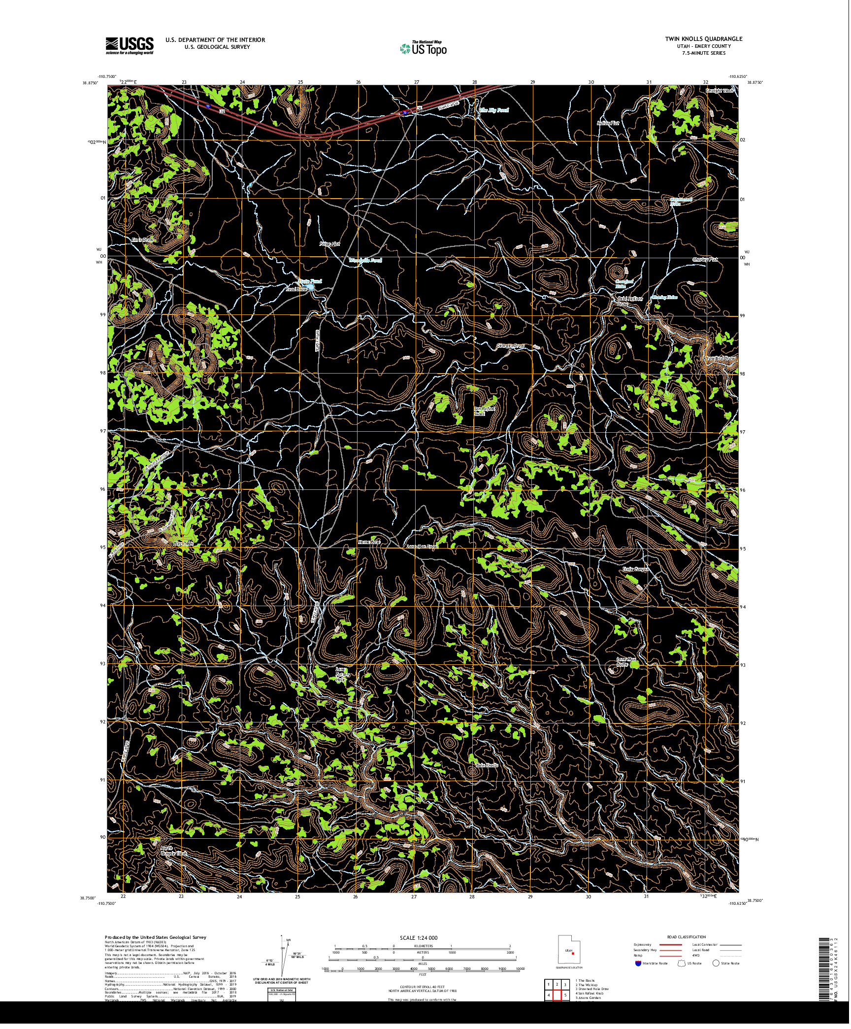 USGS US TOPO 7.5-MINUTE MAP FOR TWIN KNOLLS, UT 2020