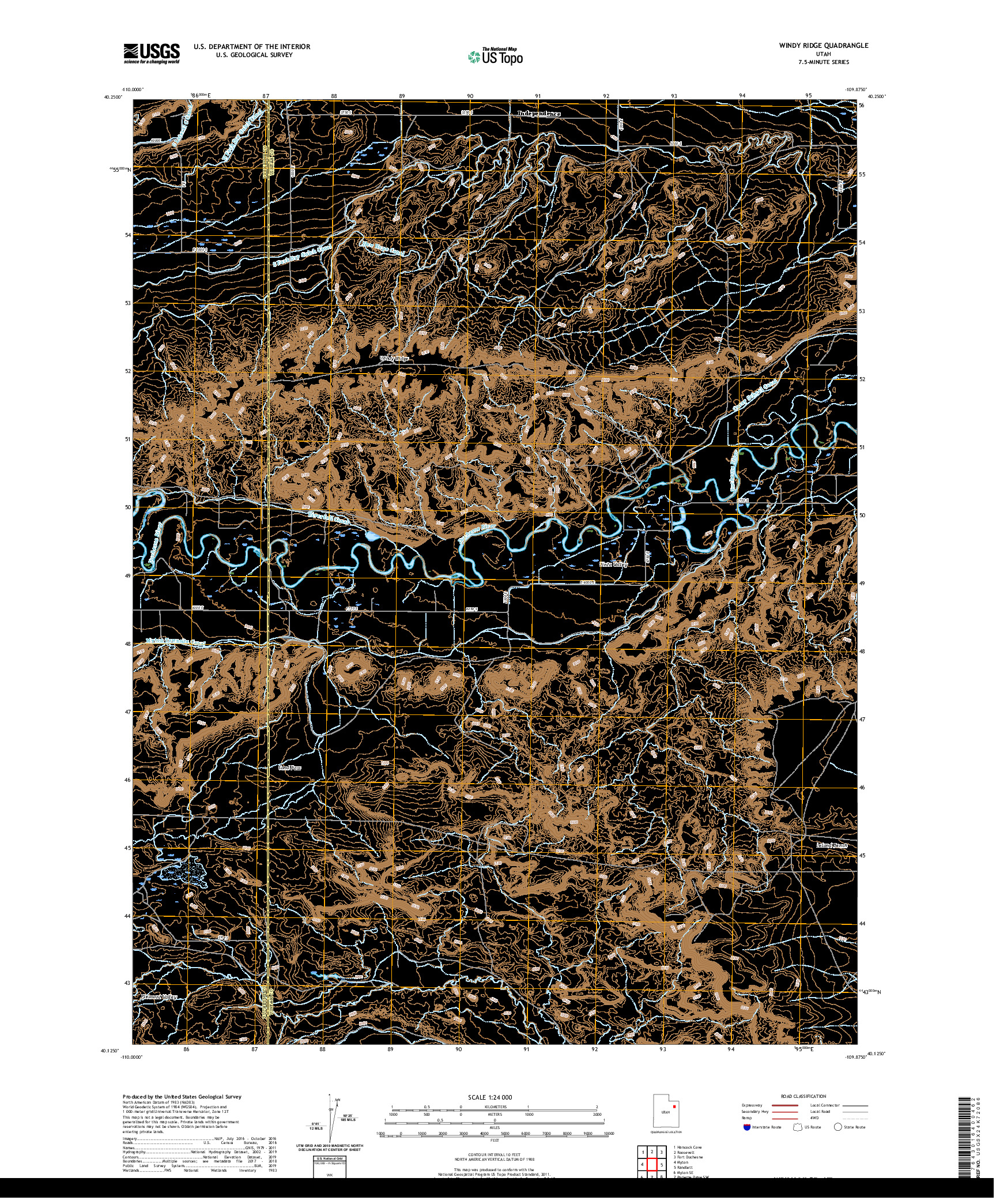 USGS US TOPO 7.5-MINUTE MAP FOR WINDY RIDGE, UT 2020