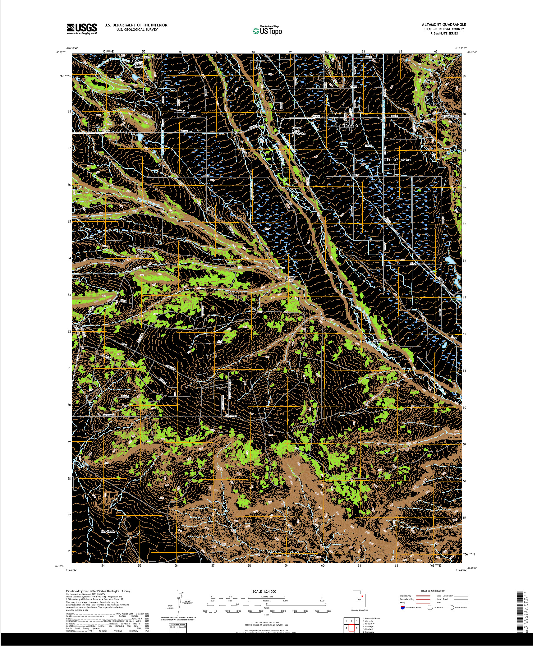 USGS US TOPO 7.5-MINUTE MAP FOR ALTAMONT, UT 2020