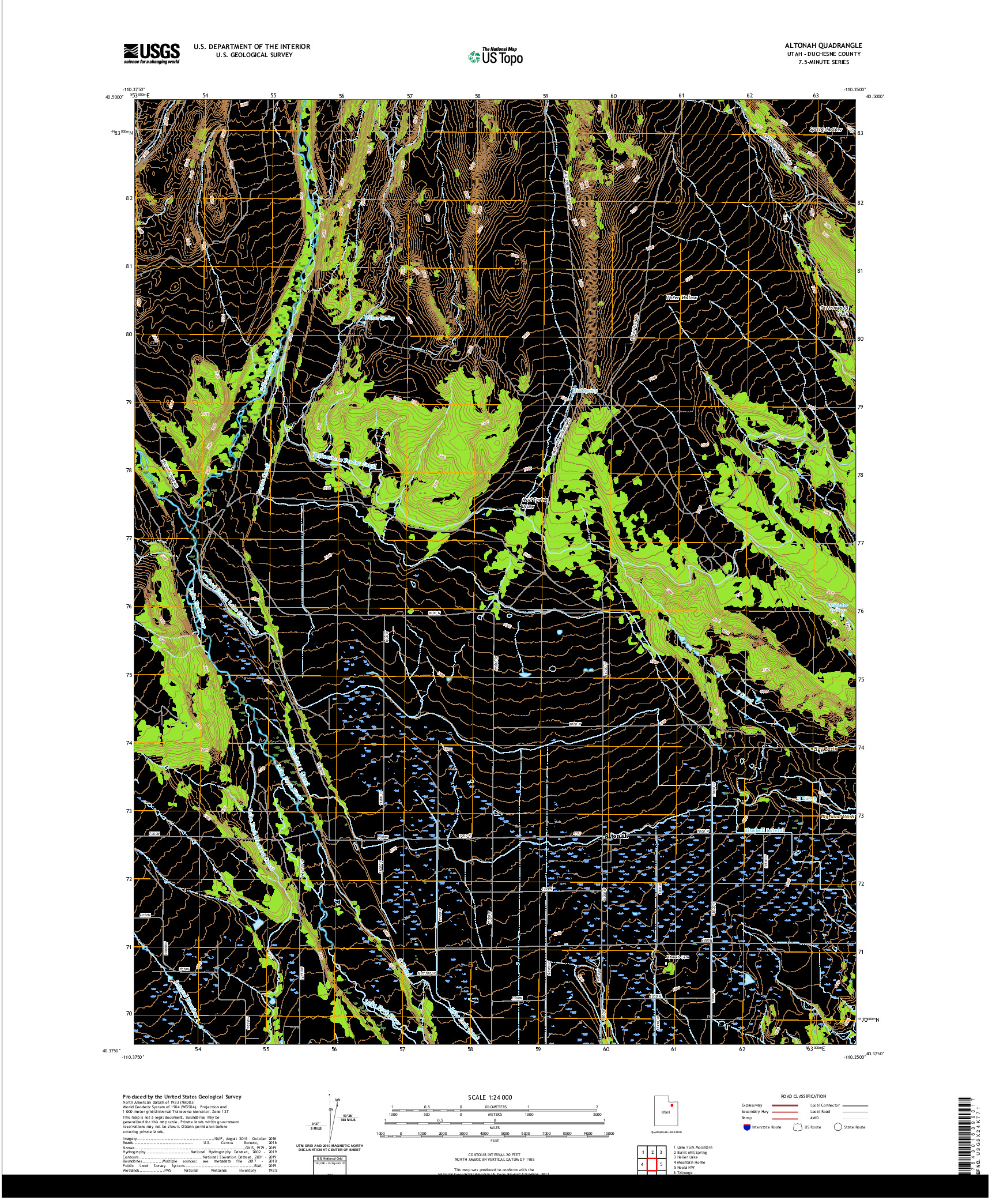 USGS US TOPO 7.5-MINUTE MAP FOR ALTONAH, UT 2020
