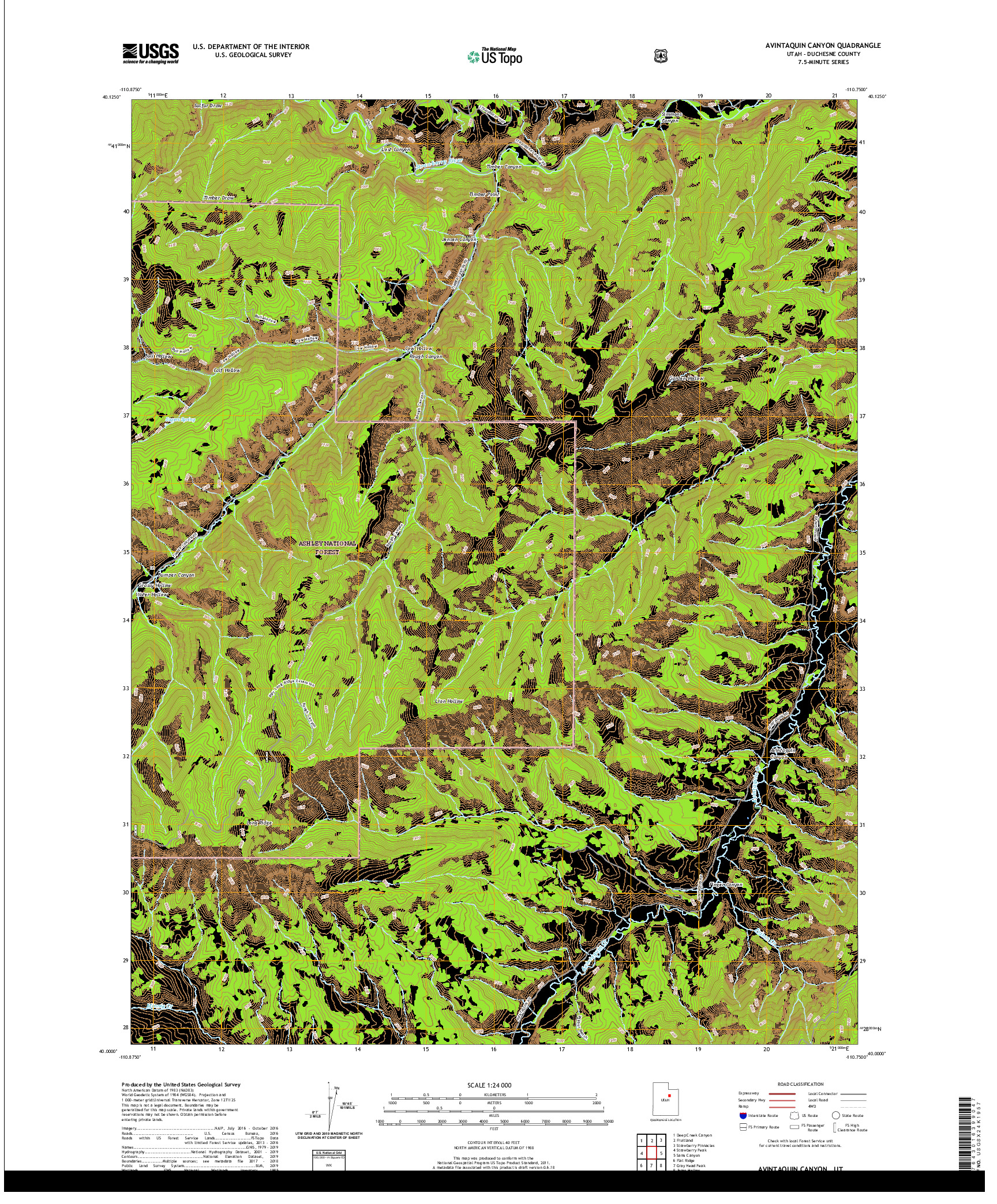 USGS US TOPO 7.5-MINUTE MAP FOR AVINTAQUIN CANYON, UT 2020