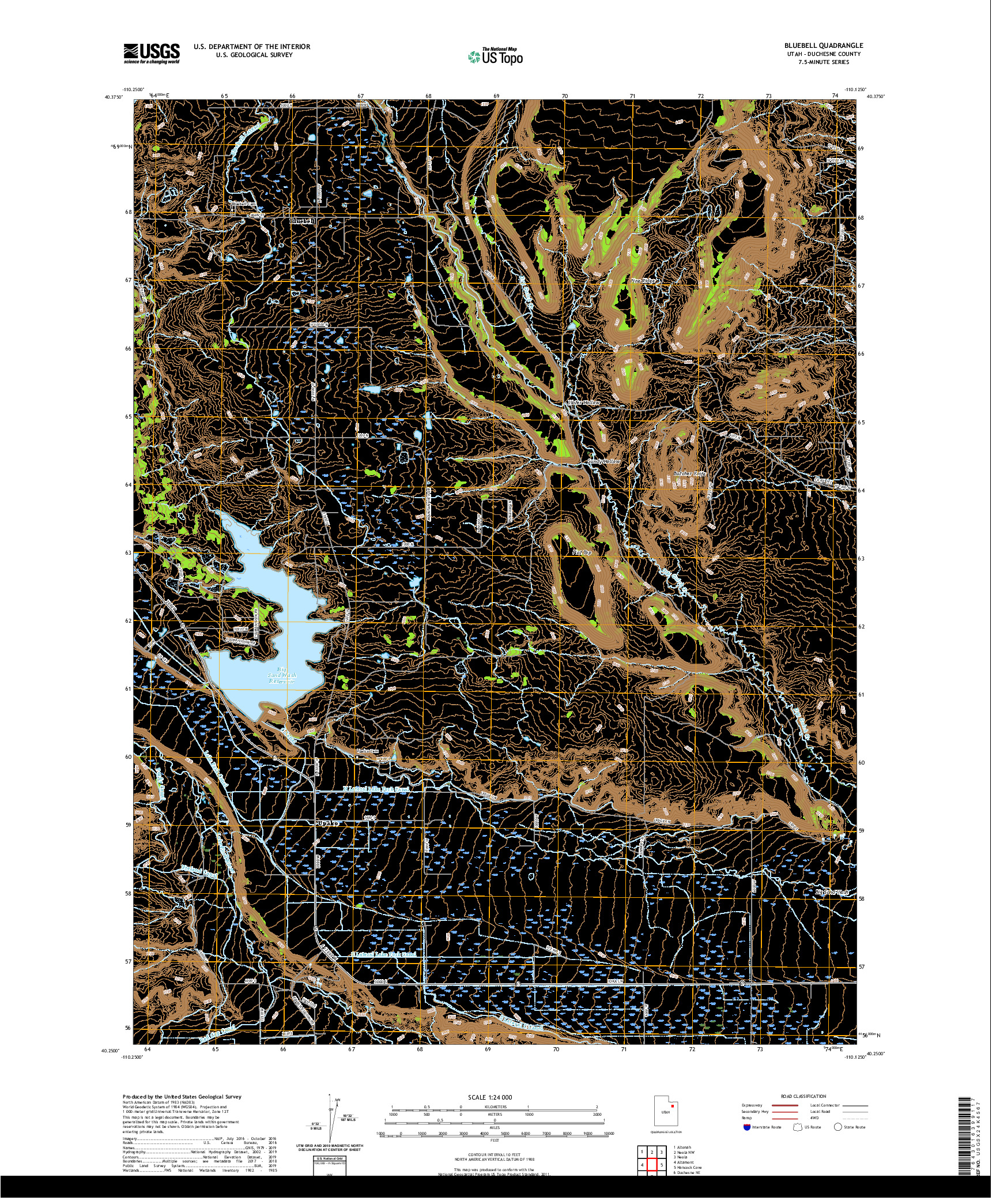 USGS US TOPO 7.5-MINUTE MAP FOR BLUEBELL, UT 2020