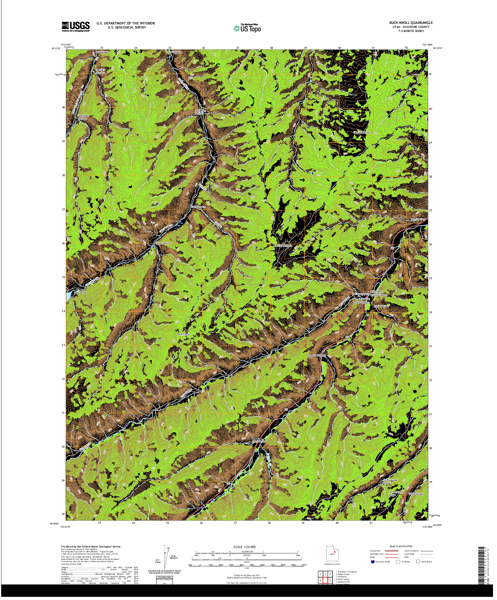 USGS US TOPO 7.5-MINUTE MAP FOR BUCK KNOLL, UT 2020