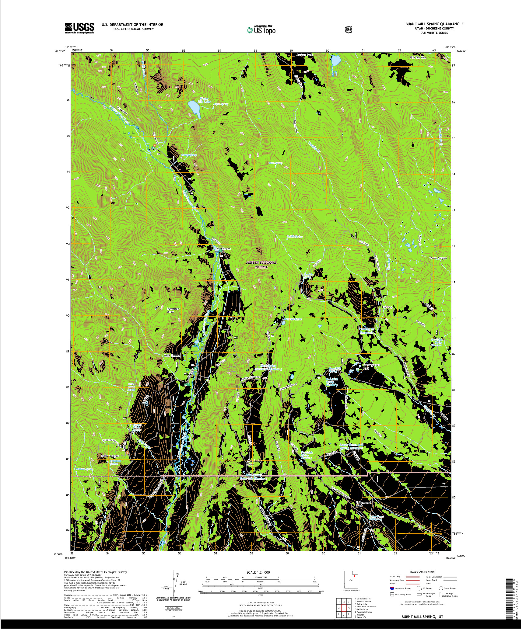 USGS US TOPO 7.5-MINUTE MAP FOR BURNT MILL SPRING, UT 2020