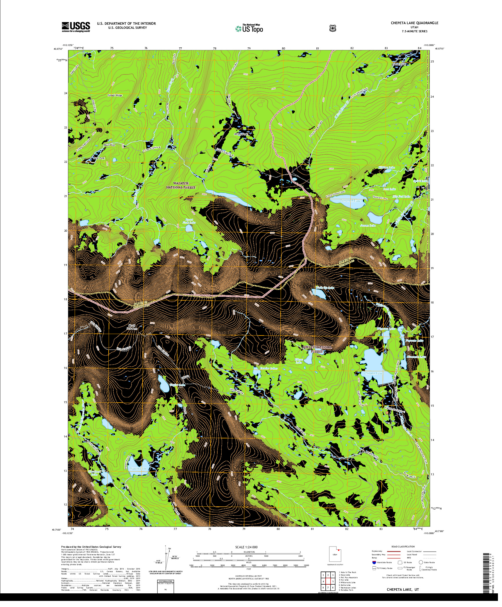 USGS US TOPO 7.5-MINUTE MAP FOR CHEPETA LAKE, UT 2020