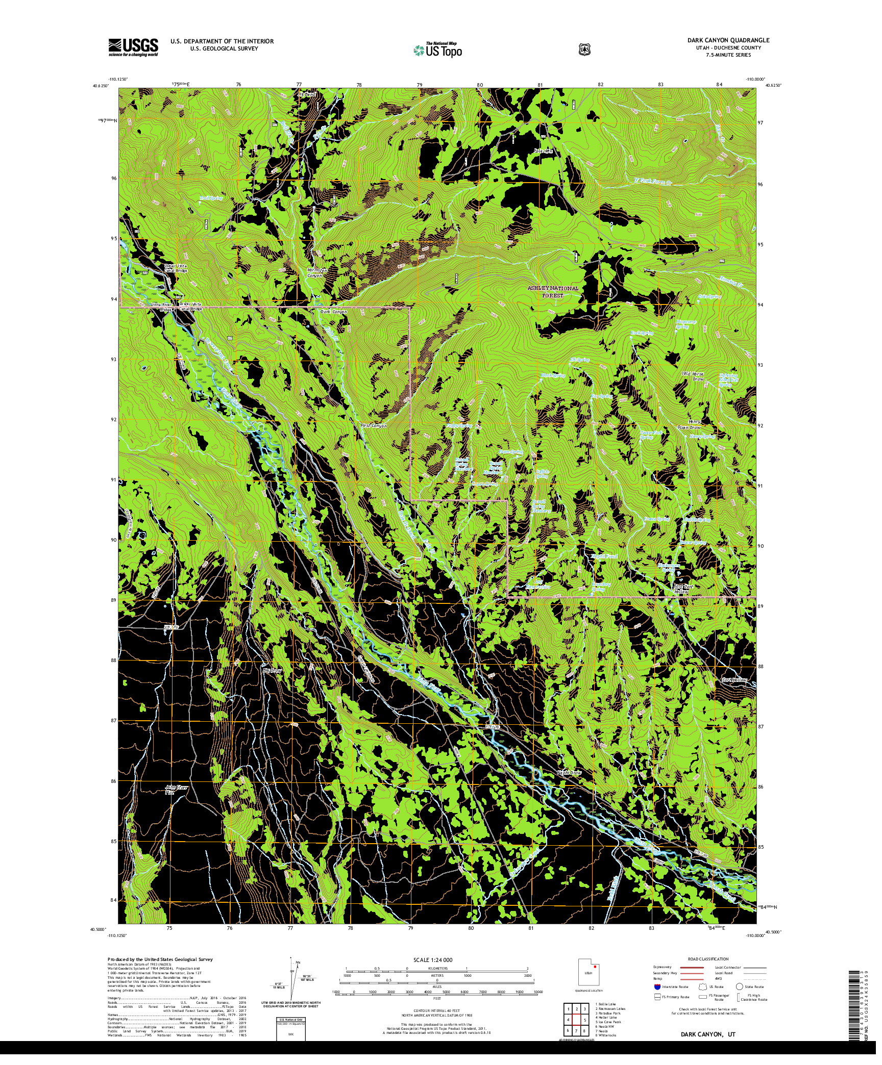USGS US TOPO 7.5-MINUTE MAP FOR DARK CANYON, UT 2020