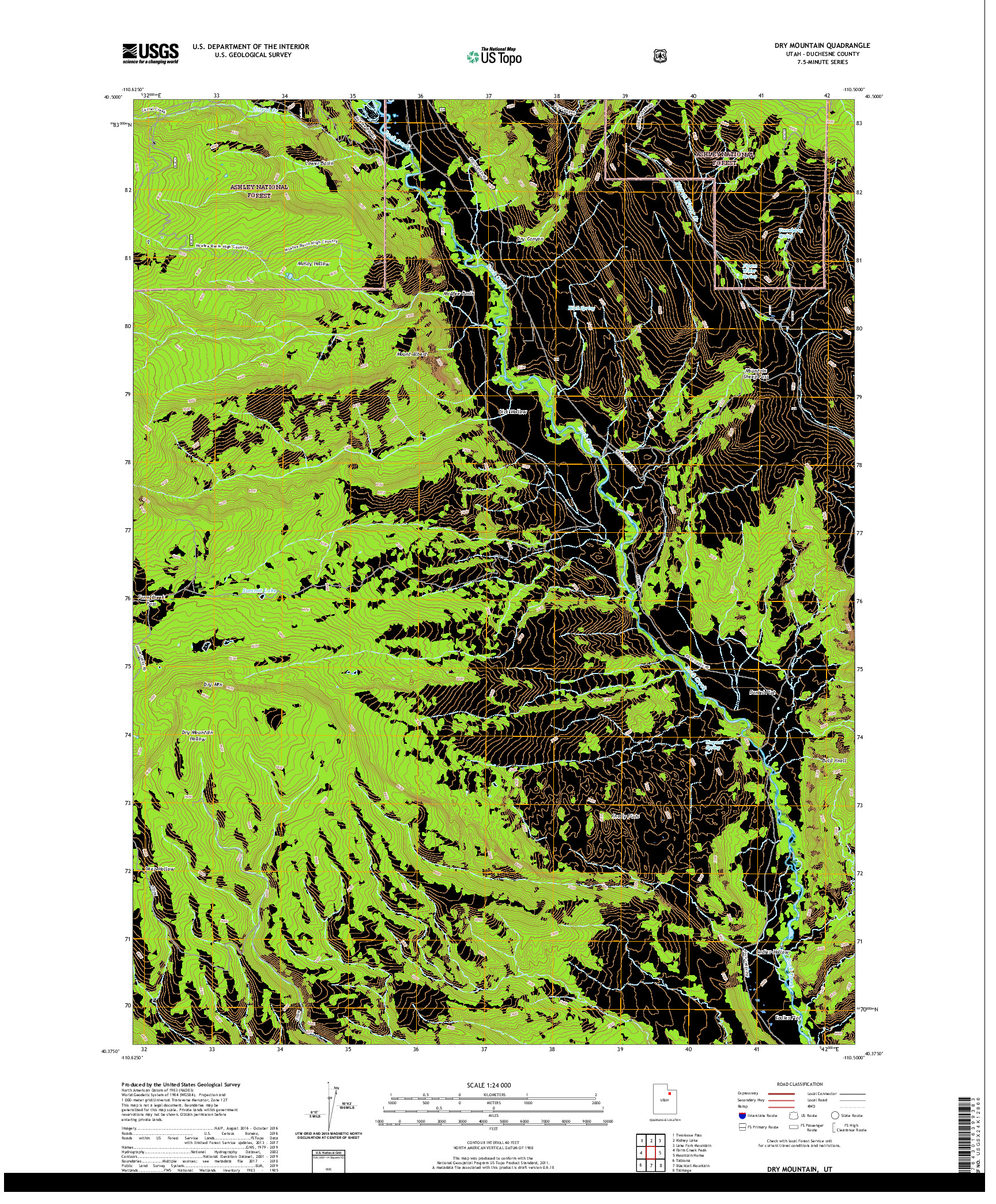 USGS US TOPO 7.5-MINUTE MAP FOR DRY MOUNTAIN, UT 2020