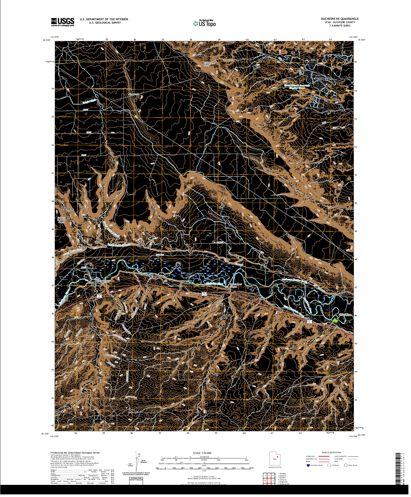 USGS US TOPO 7.5-MINUTE MAP FOR DUCHESNE NE, UT 2020