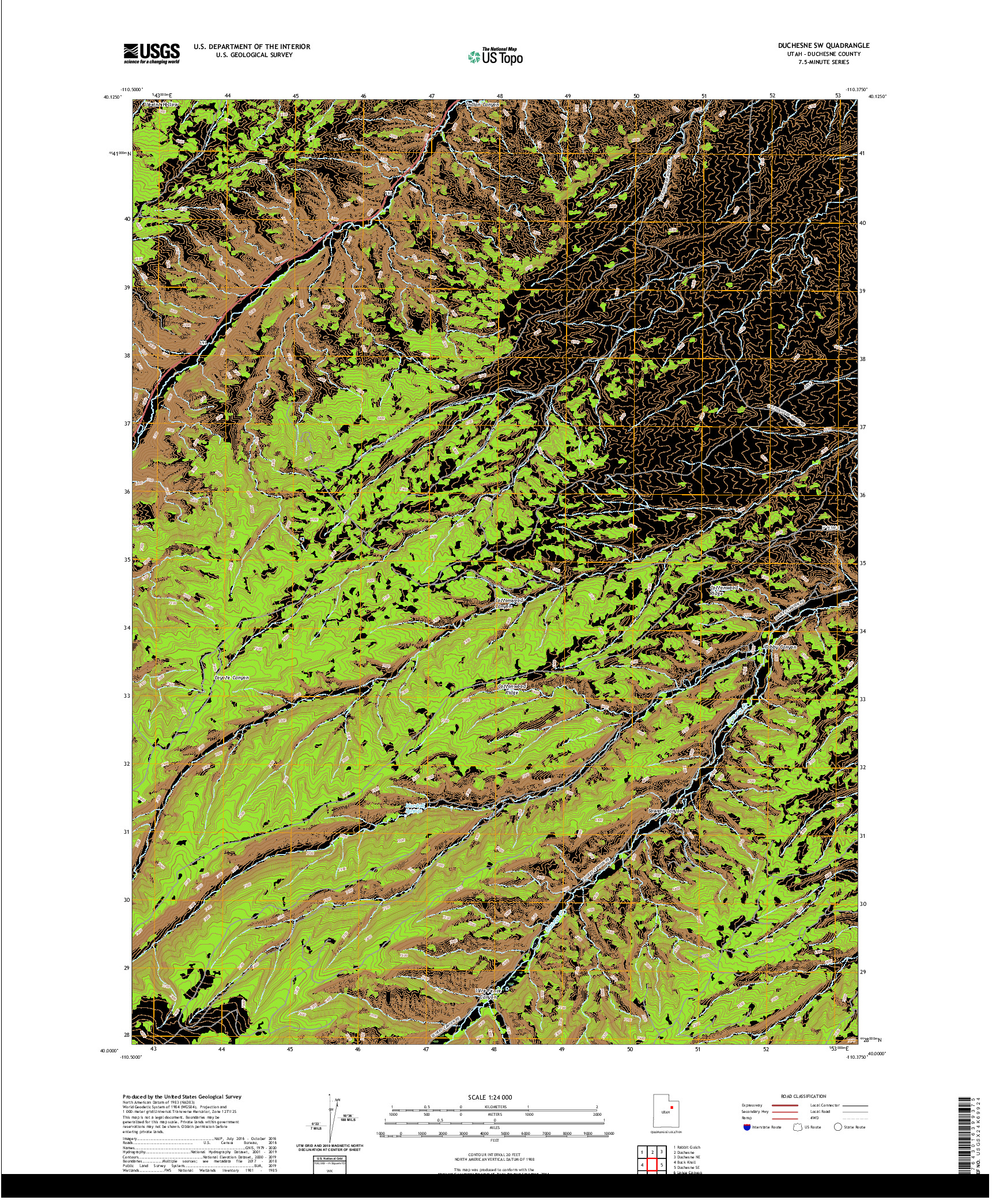 USGS US TOPO 7.5-MINUTE MAP FOR DUCHESNE SW, UT 2020