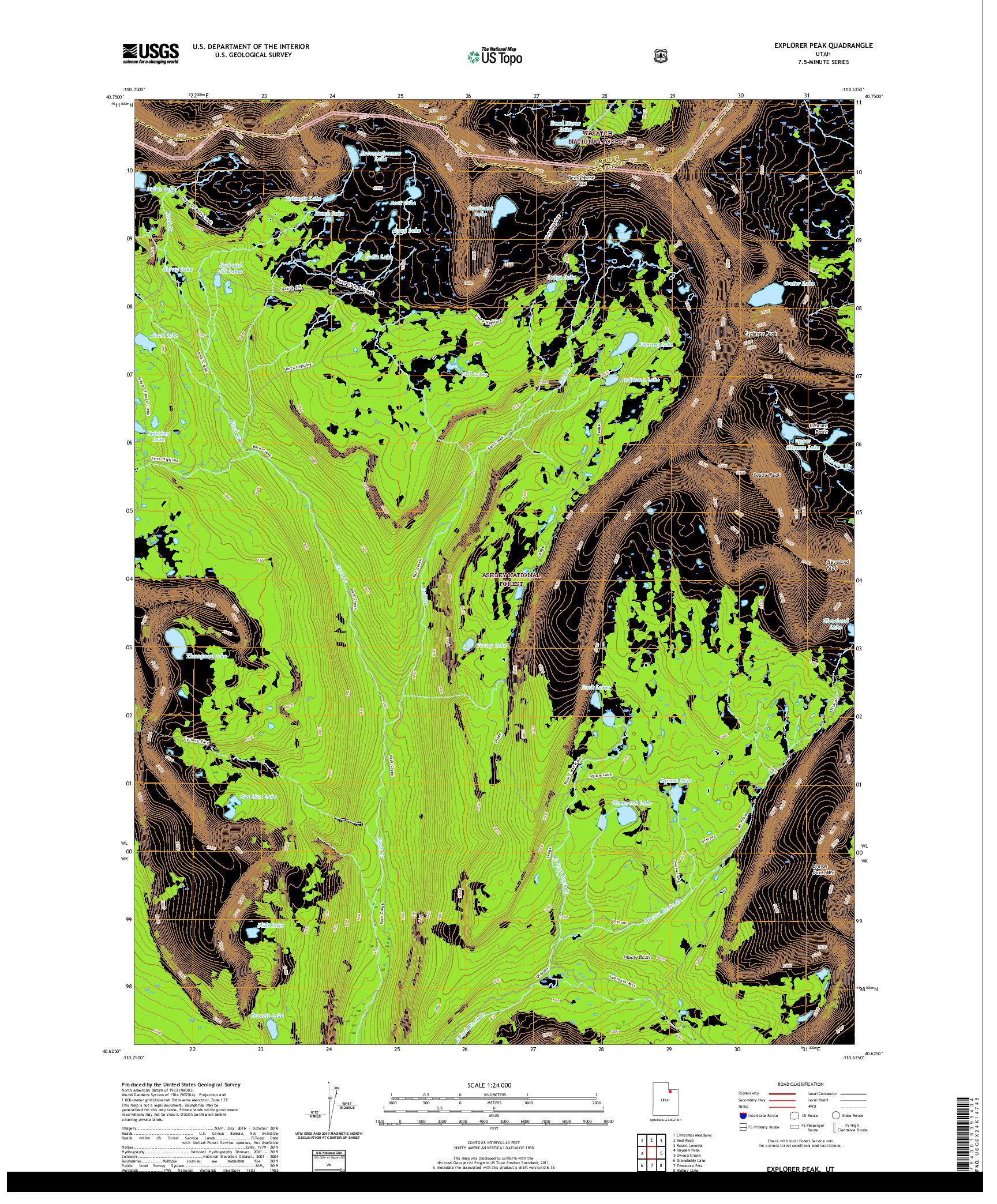 USGS US TOPO 7.5-MINUTE MAP FOR EXPLORER PEAK, UT 2020