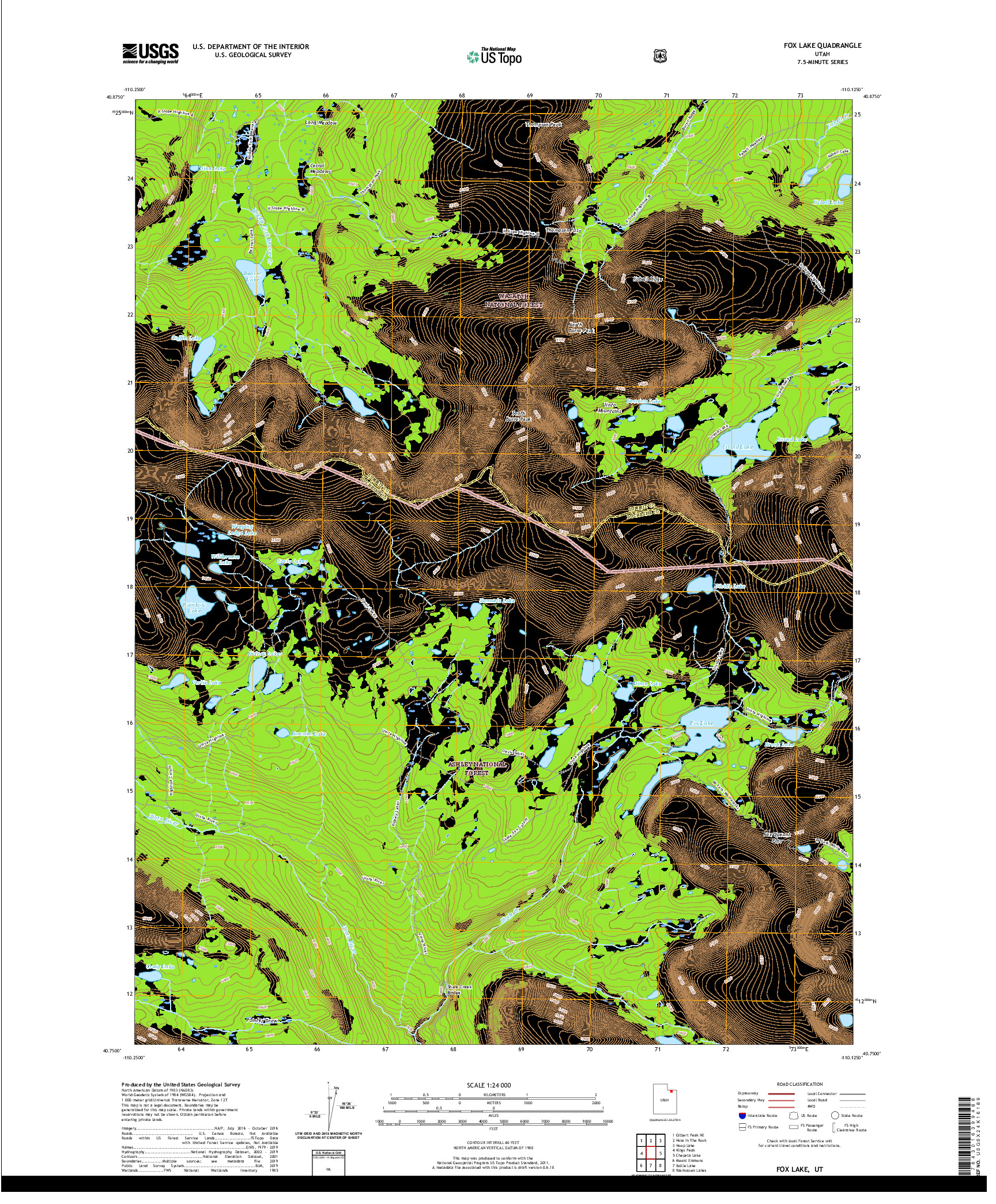 USGS US TOPO 7.5-MINUTE MAP FOR FOX LAKE, UT 2020