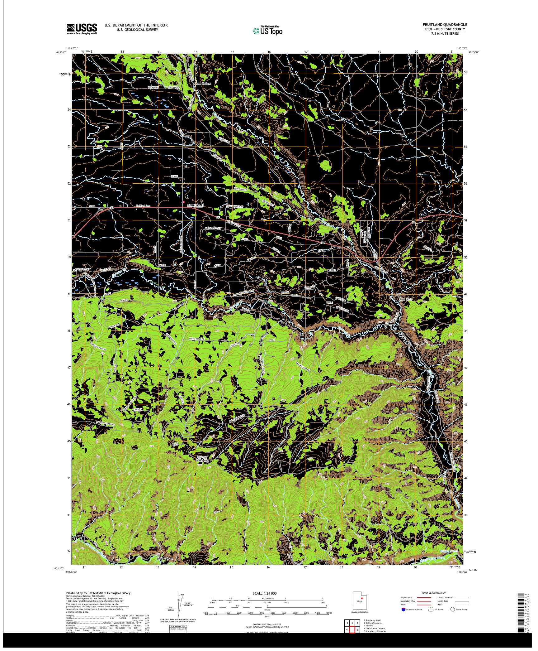 USGS US TOPO 7.5-MINUTE MAP FOR FRUITLAND, UT 2020