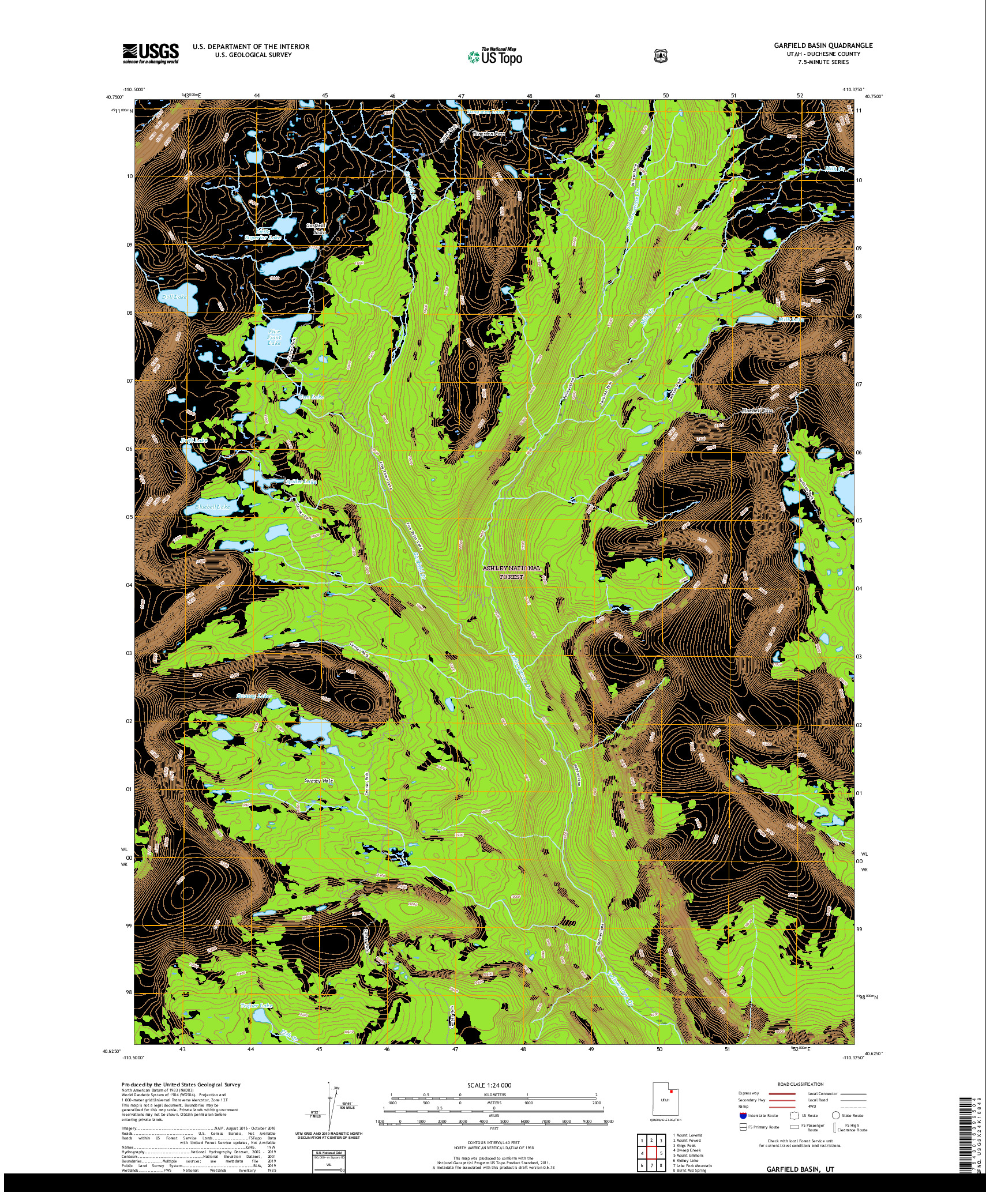 USGS US TOPO 7.5-MINUTE MAP FOR GARFIELD BASIN, UT 2020