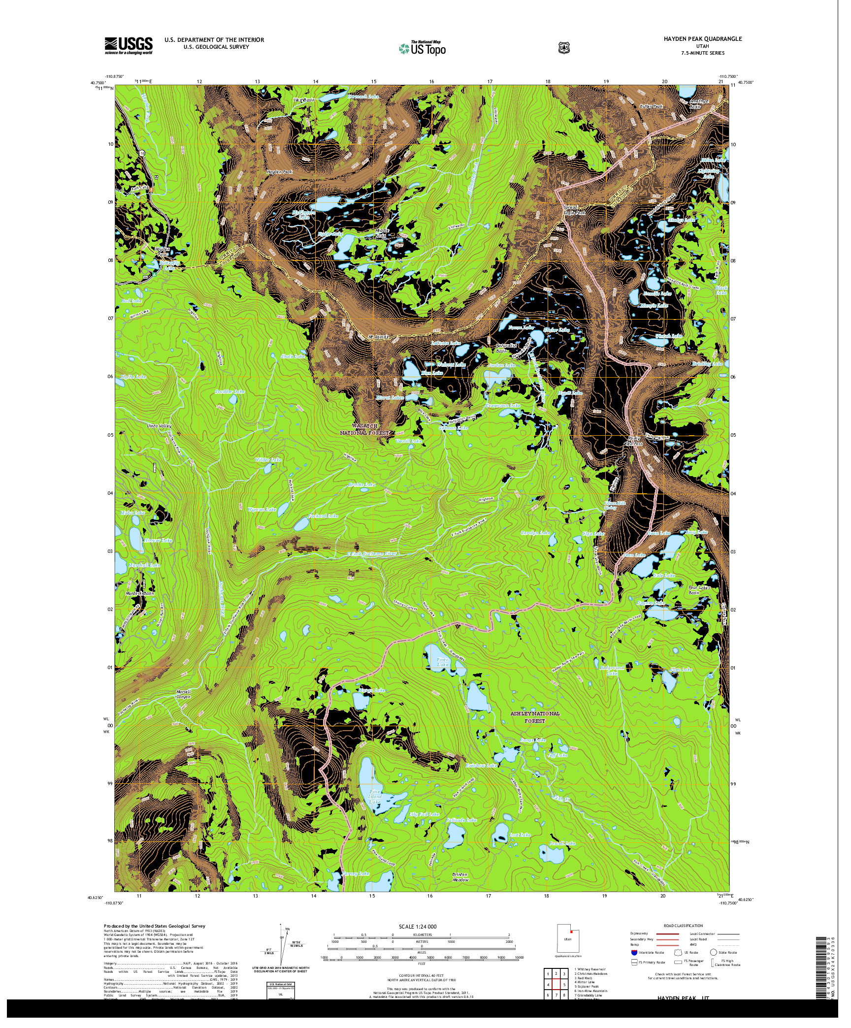 USGS US TOPO 7.5-MINUTE MAP FOR HAYDEN PEAK, UT 2020