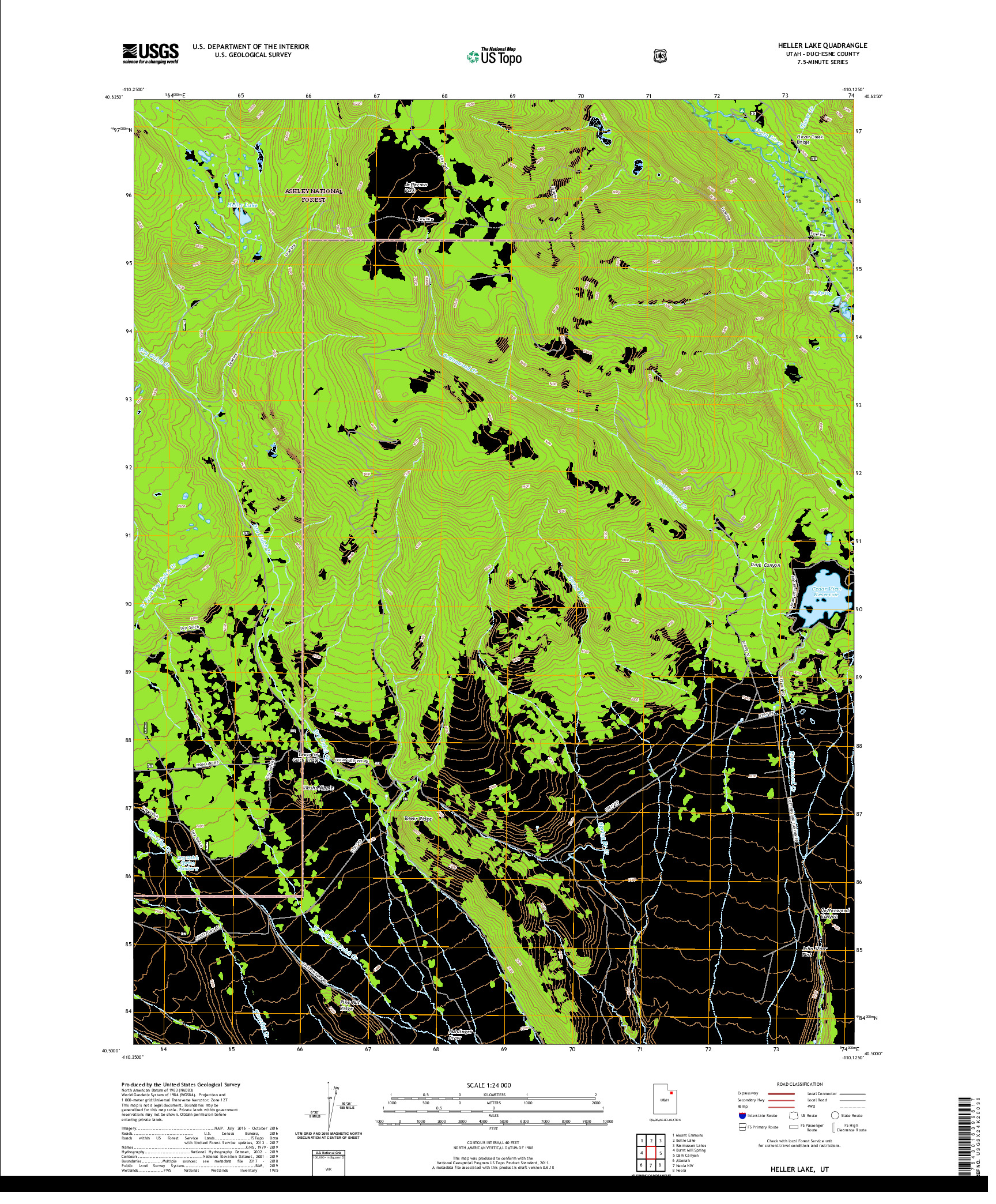 USGS US TOPO 7.5-MINUTE MAP FOR HELLER LAKE, UT 2020