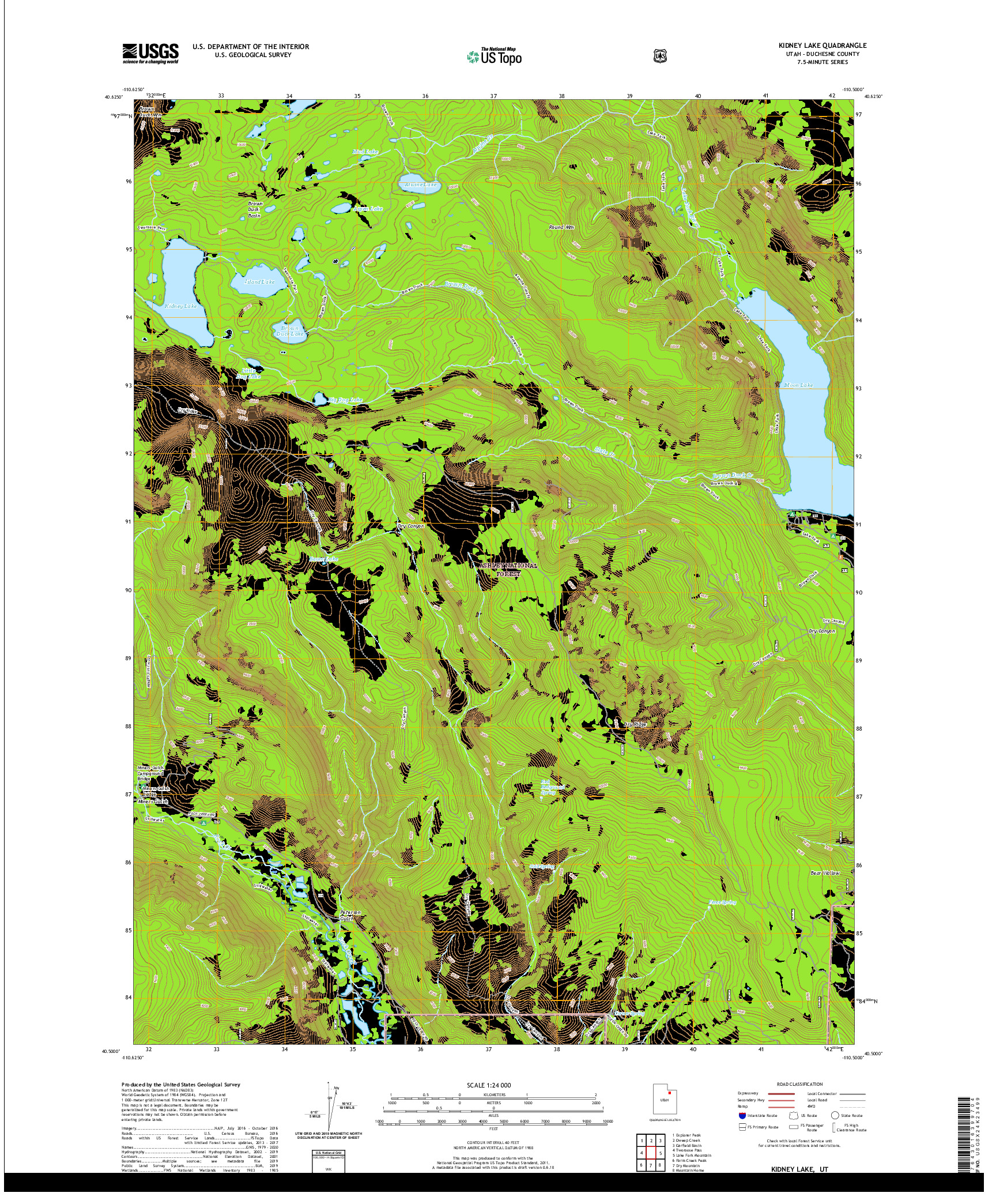 USGS US TOPO 7.5-MINUTE MAP FOR KIDNEY LAKE, UT 2020