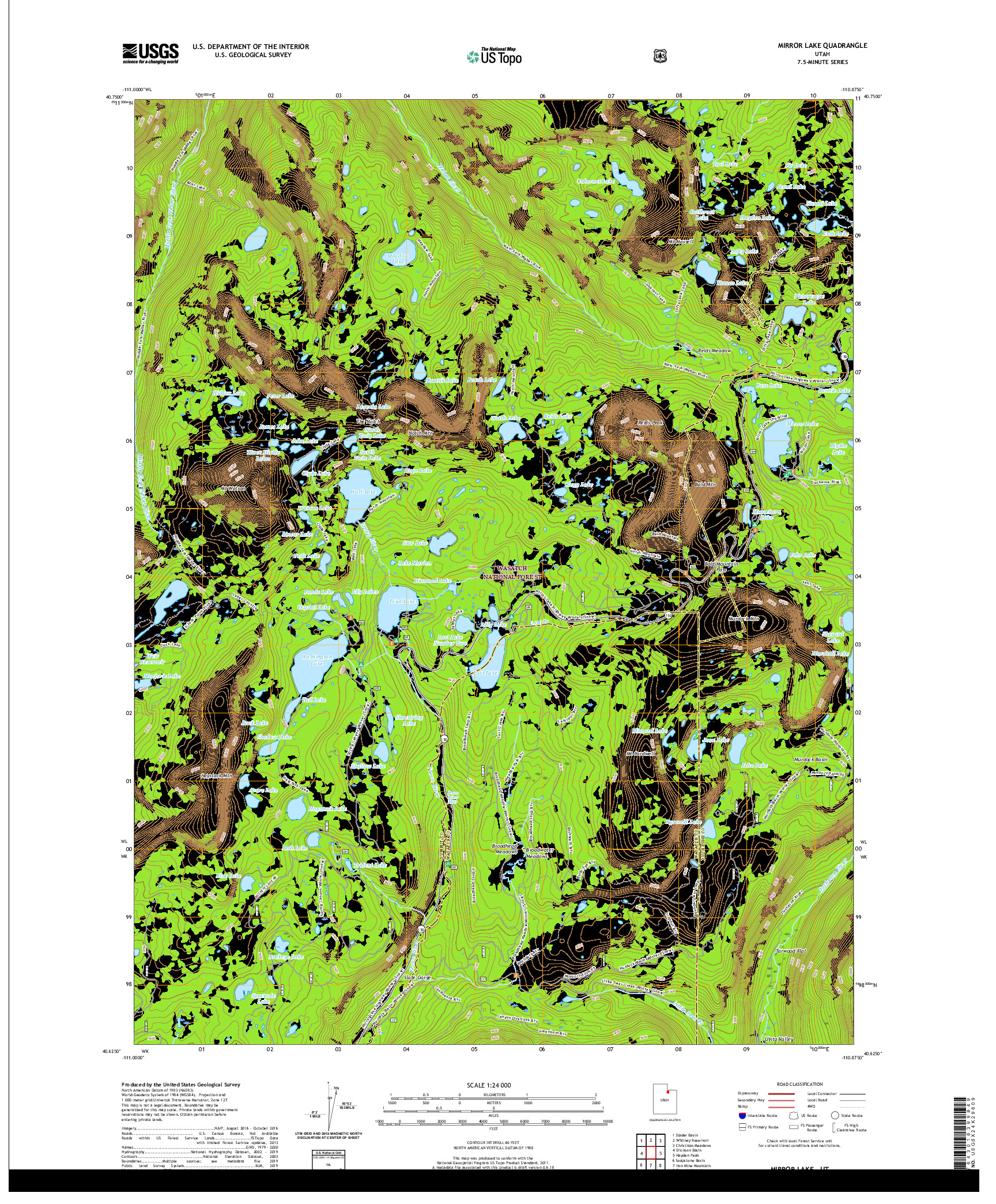 USGS US TOPO 7.5-MINUTE MAP FOR MIRROR LAKE, UT 2020