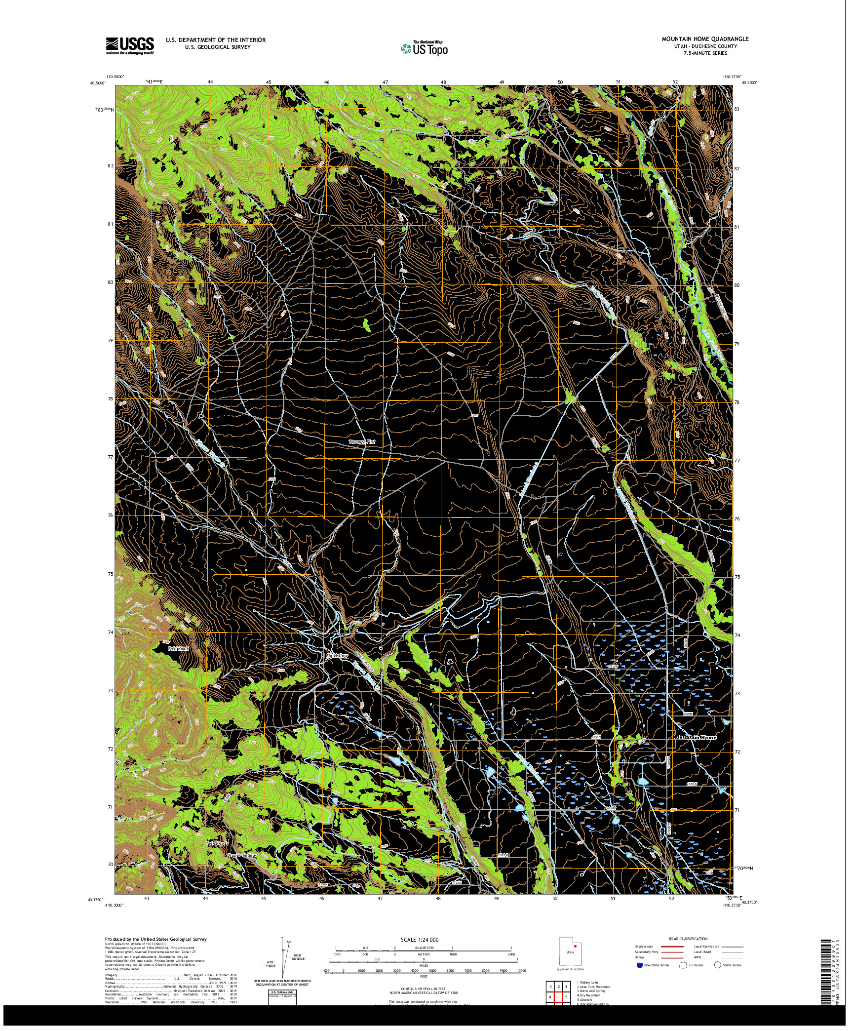 USGS US TOPO 7.5-MINUTE MAP FOR MOUNTAIN HOME, UT 2020