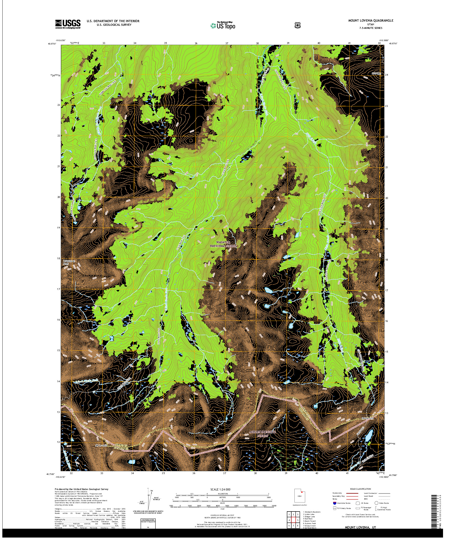 USGS US TOPO 7.5-MINUTE MAP FOR MOUNT LOVENIA, UT 2020