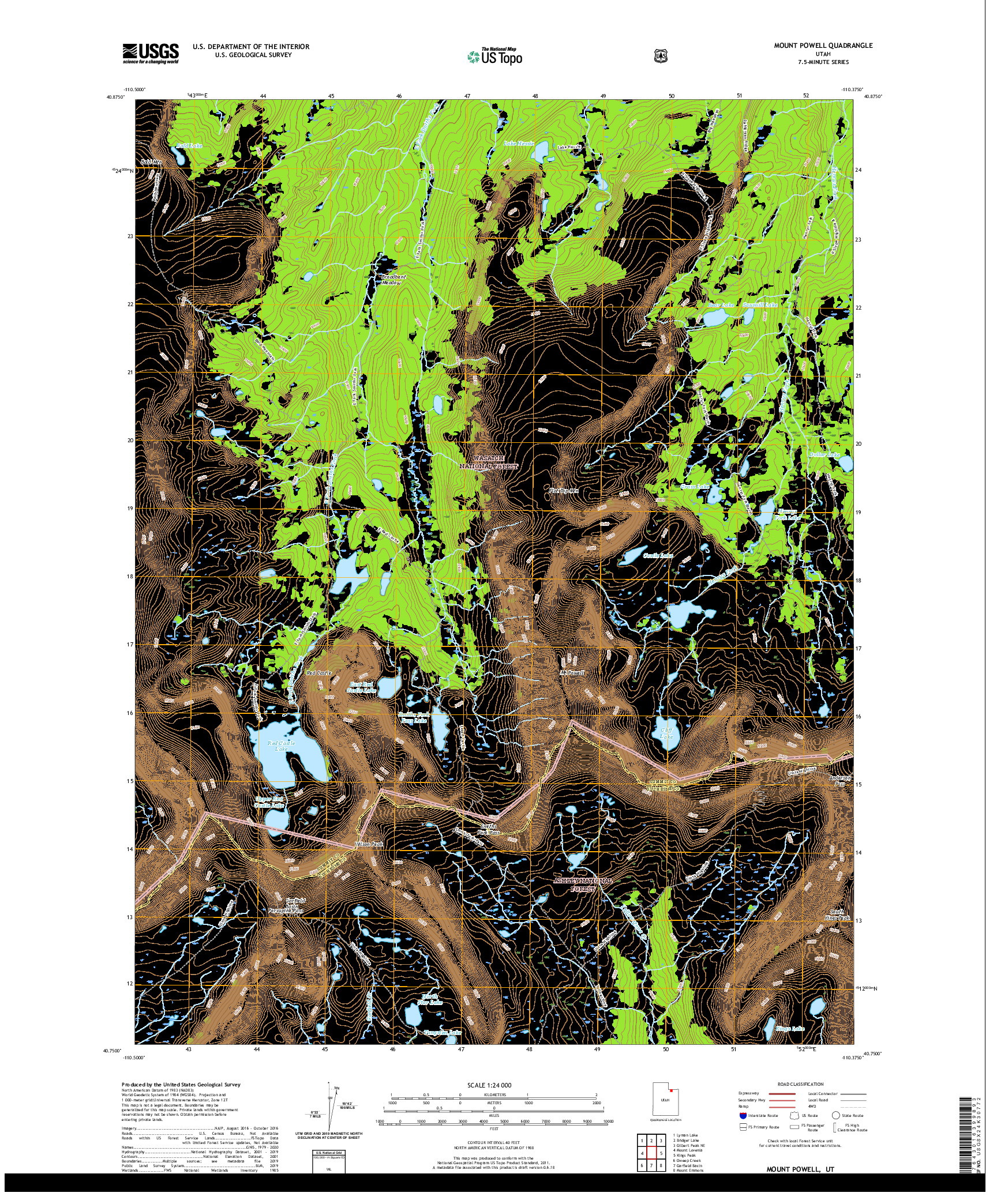 USGS US TOPO 7.5-MINUTE MAP FOR MOUNT POWELL, UT 2020