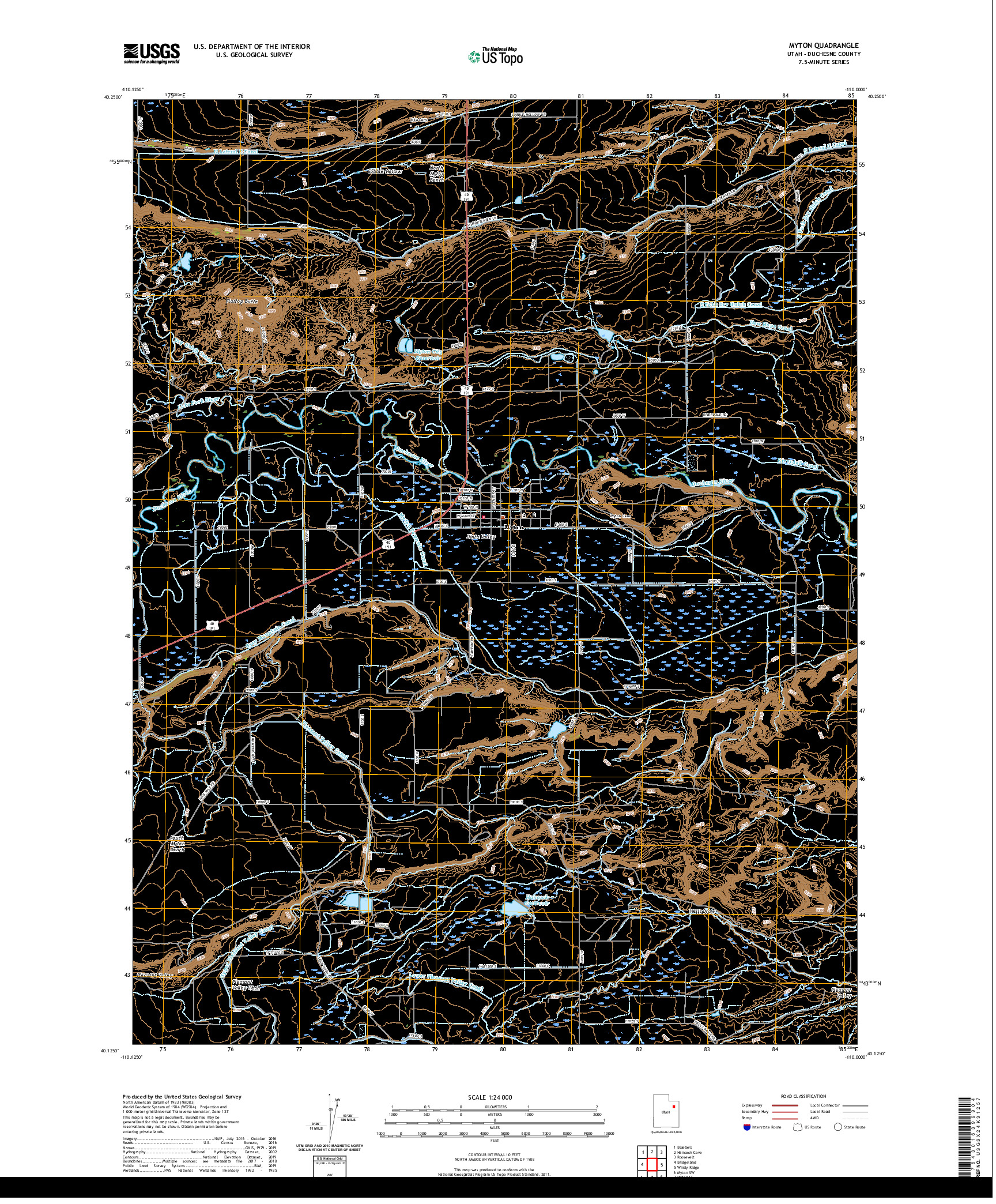 USGS US TOPO 7.5-MINUTE MAP FOR MYTON, UT 2020