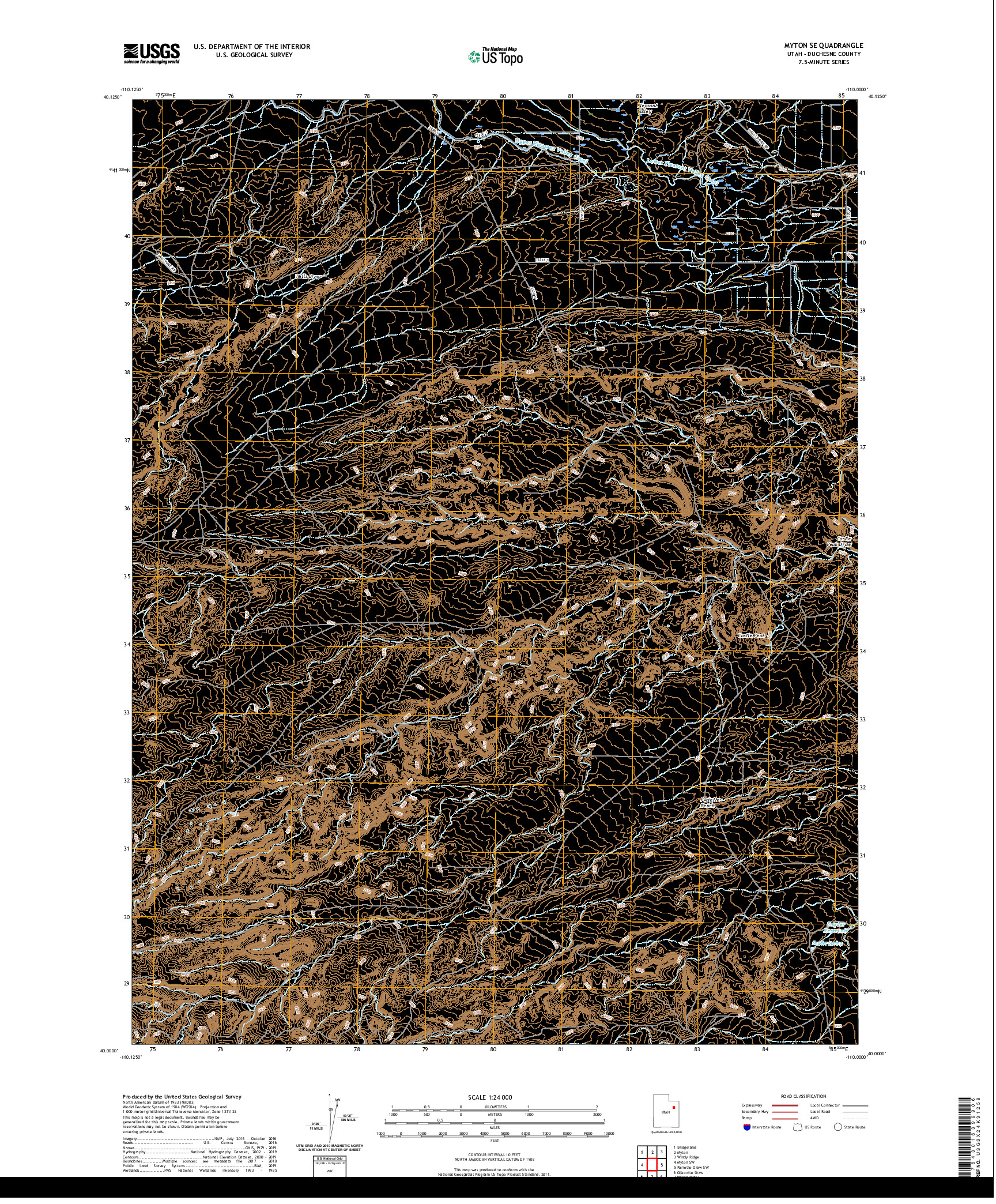 USGS US TOPO 7.5-MINUTE MAP FOR MYTON SE, UT 2020