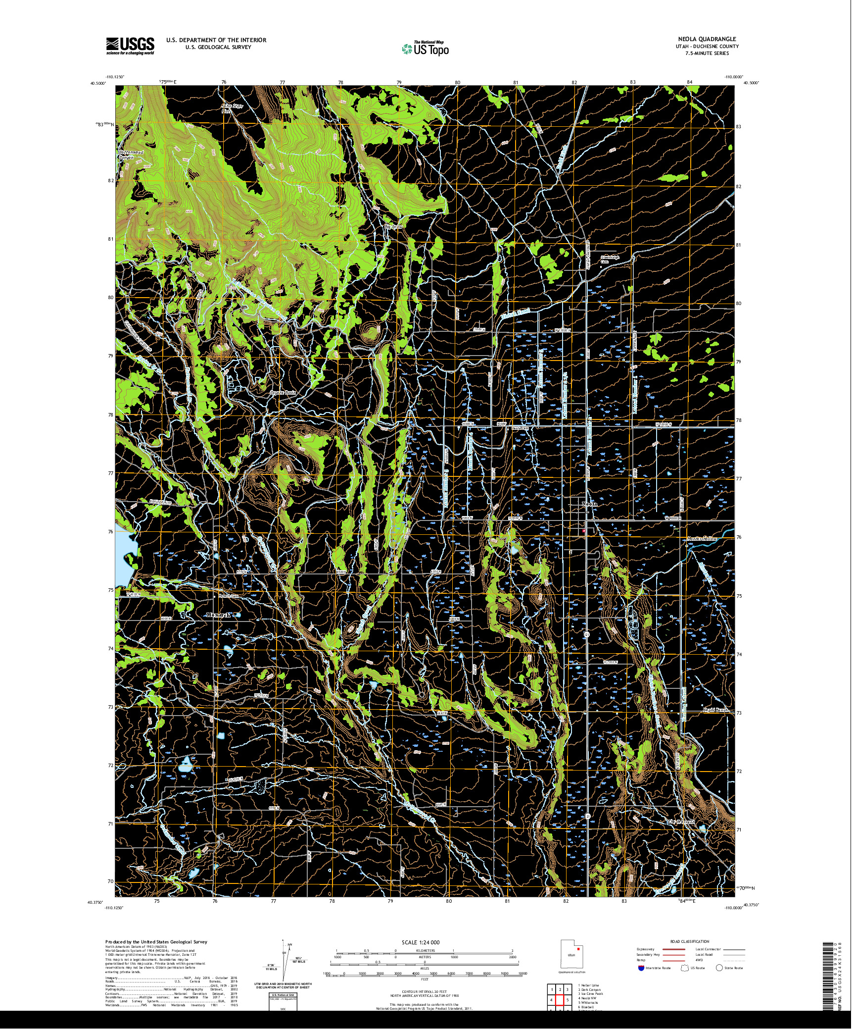 USGS US TOPO 7.5-MINUTE MAP FOR NEOLA, UT 2020