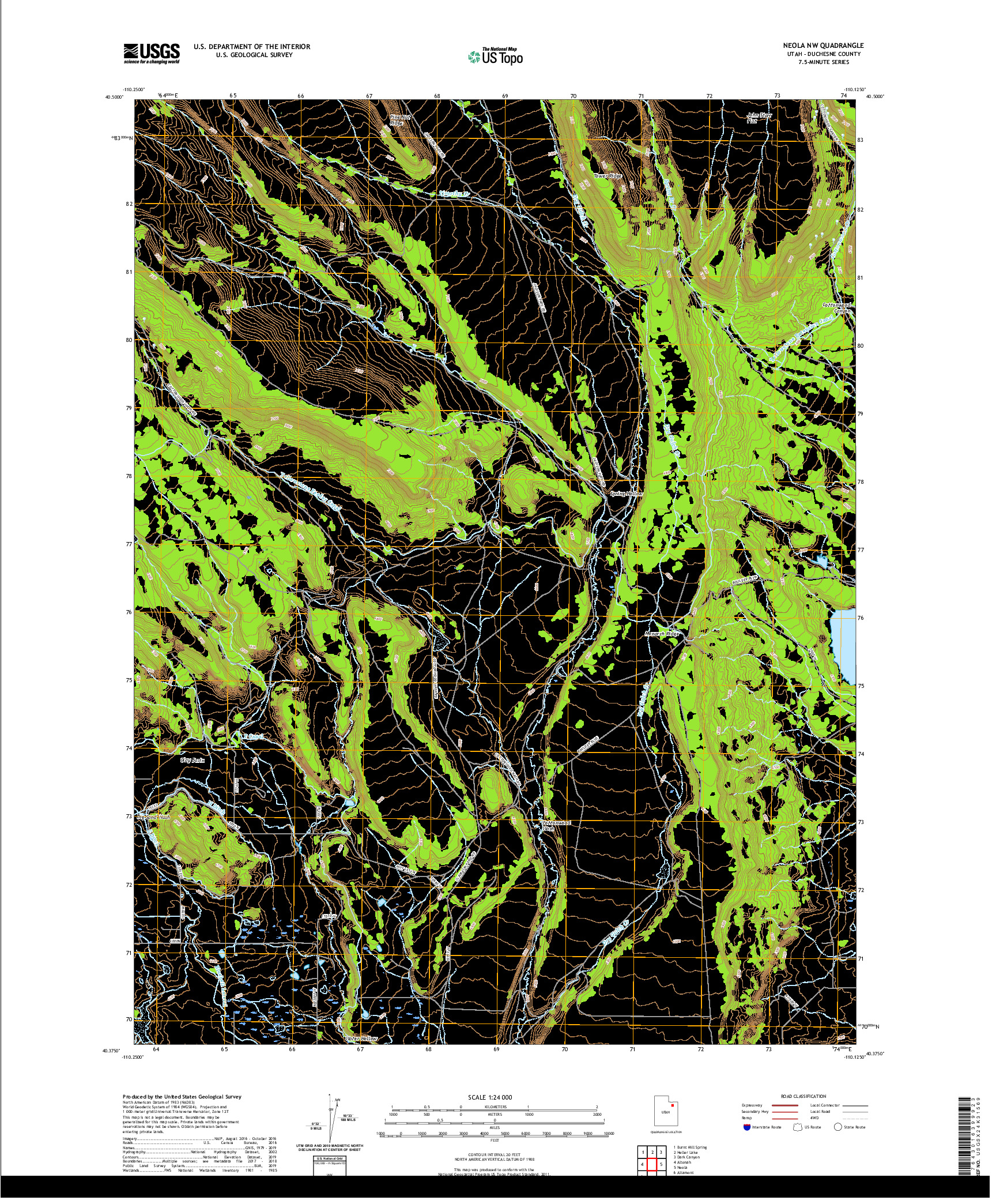 USGS US TOPO 7.5-MINUTE MAP FOR NEOLA NW, UT 2020