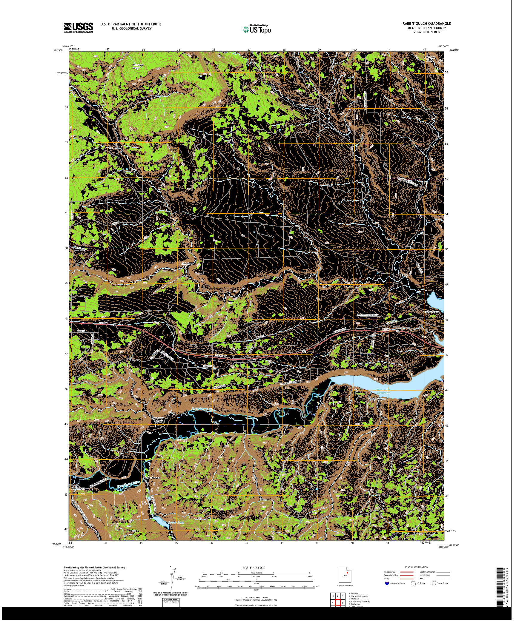 USGS US TOPO 7.5-MINUTE MAP FOR RABBIT GULCH, UT 2020